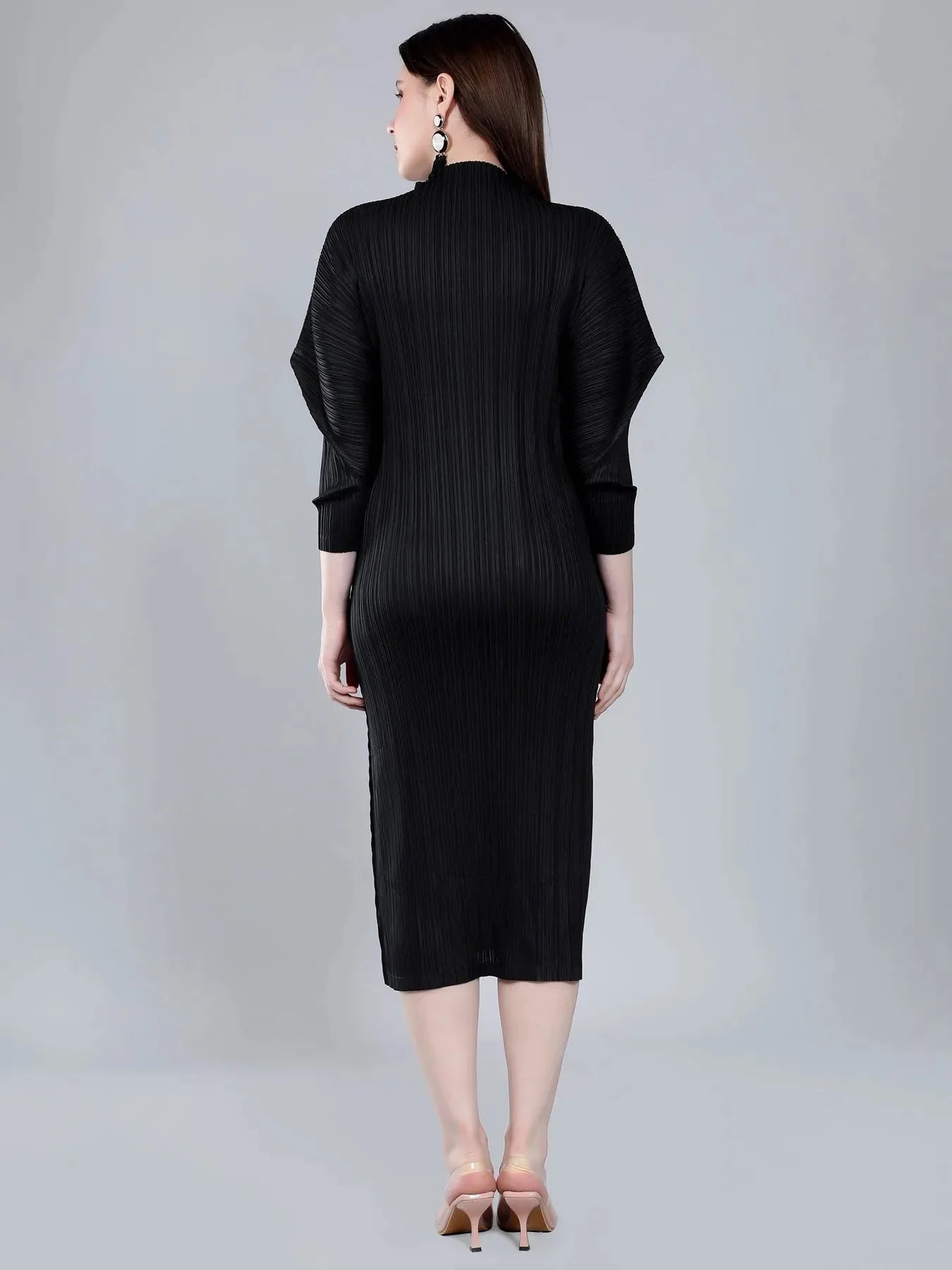 Jewel Neck Pleated Dress