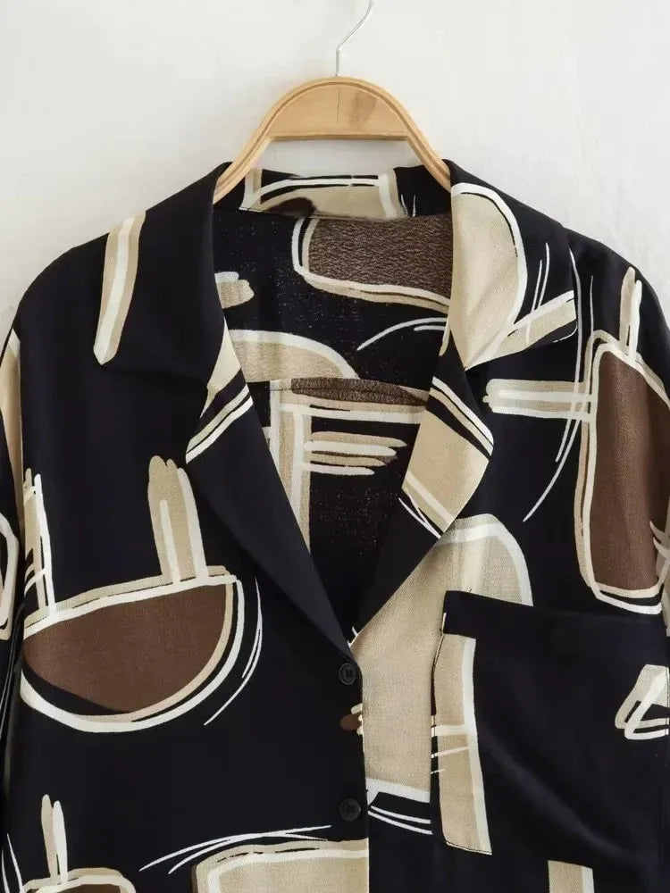 Abstract Printed Two-Piece Set