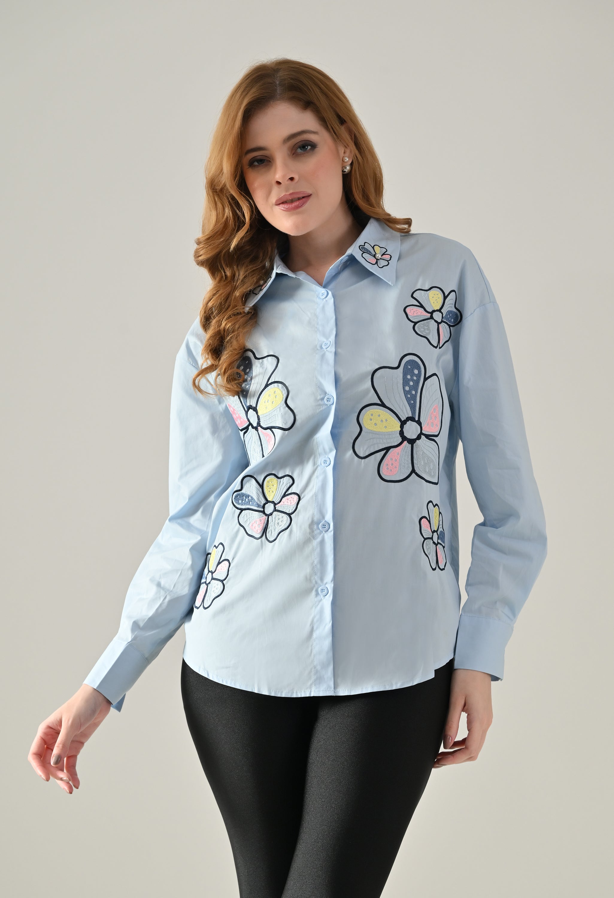 Floral Grace Embroidered Shirt