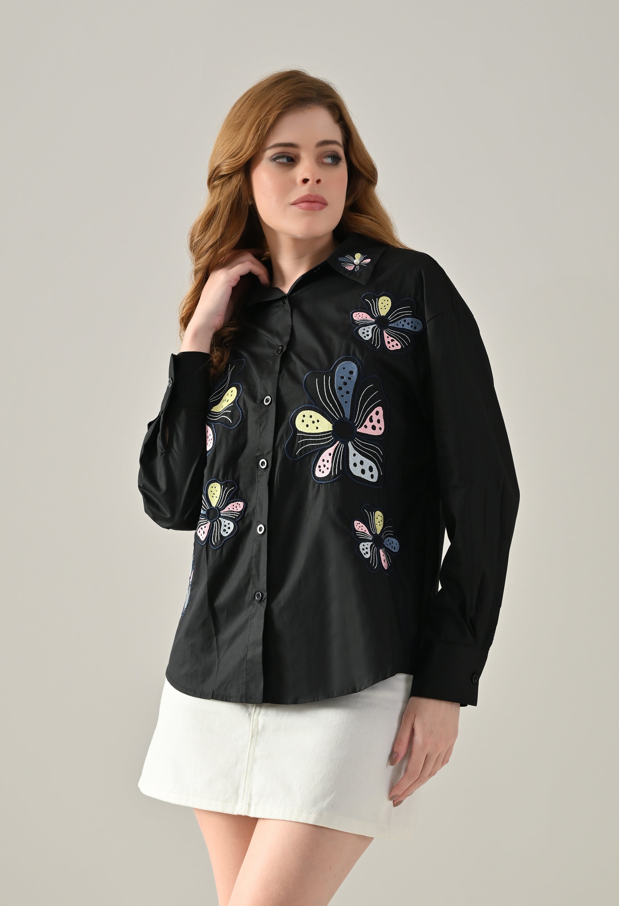 Floral Grace Embroidered Shirt