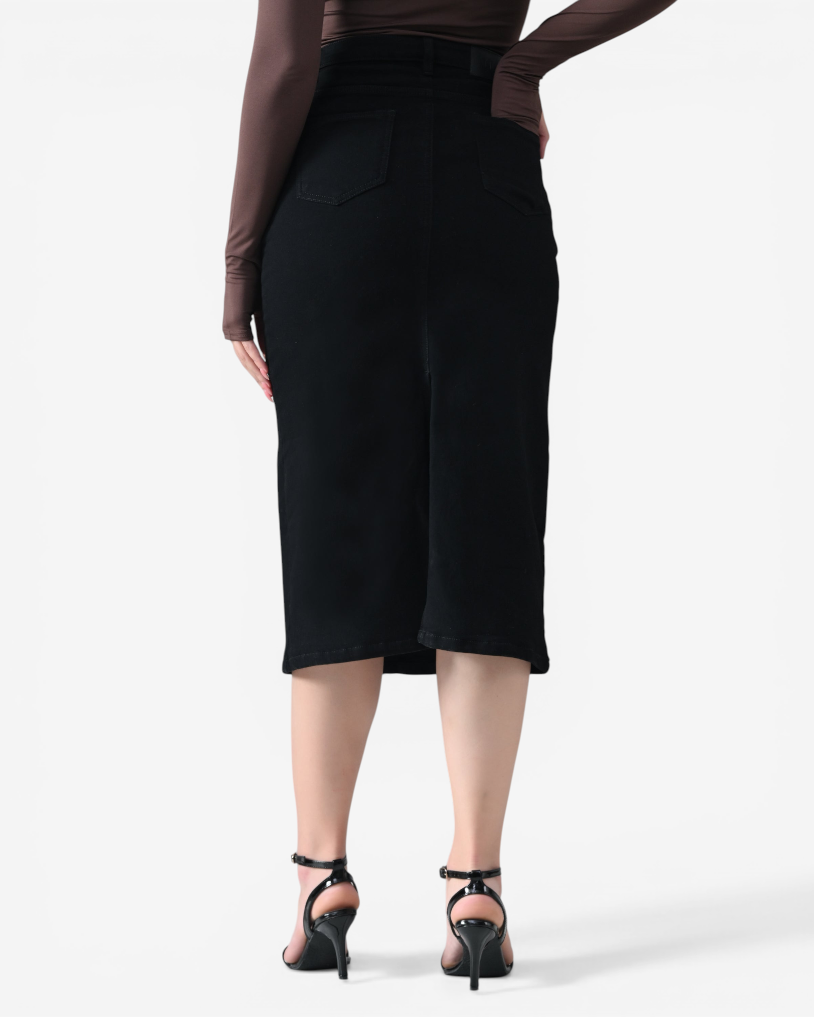 Mid Length Denim Skirt