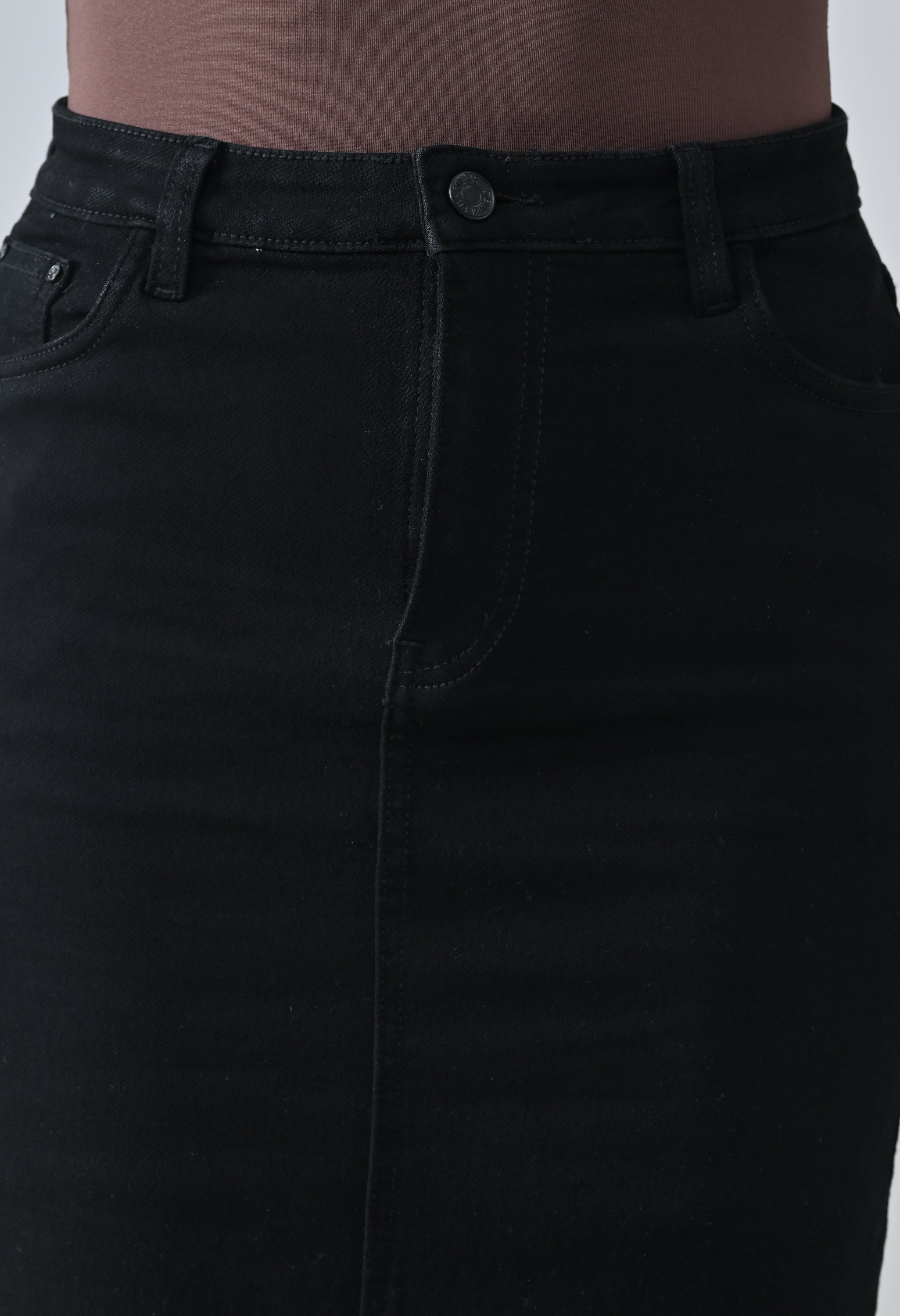 Mid Length Denim Skirt