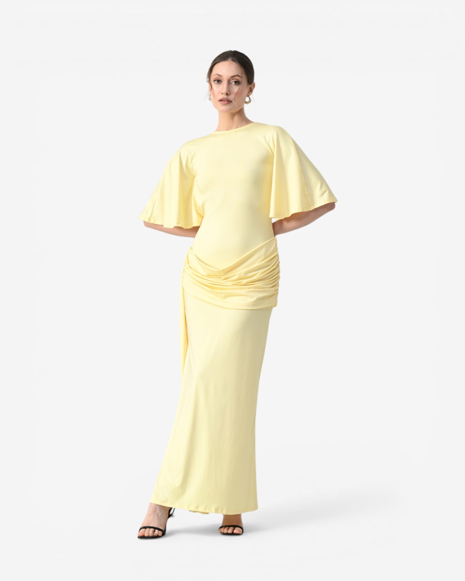 Open-Back Ruched Maxi Dress