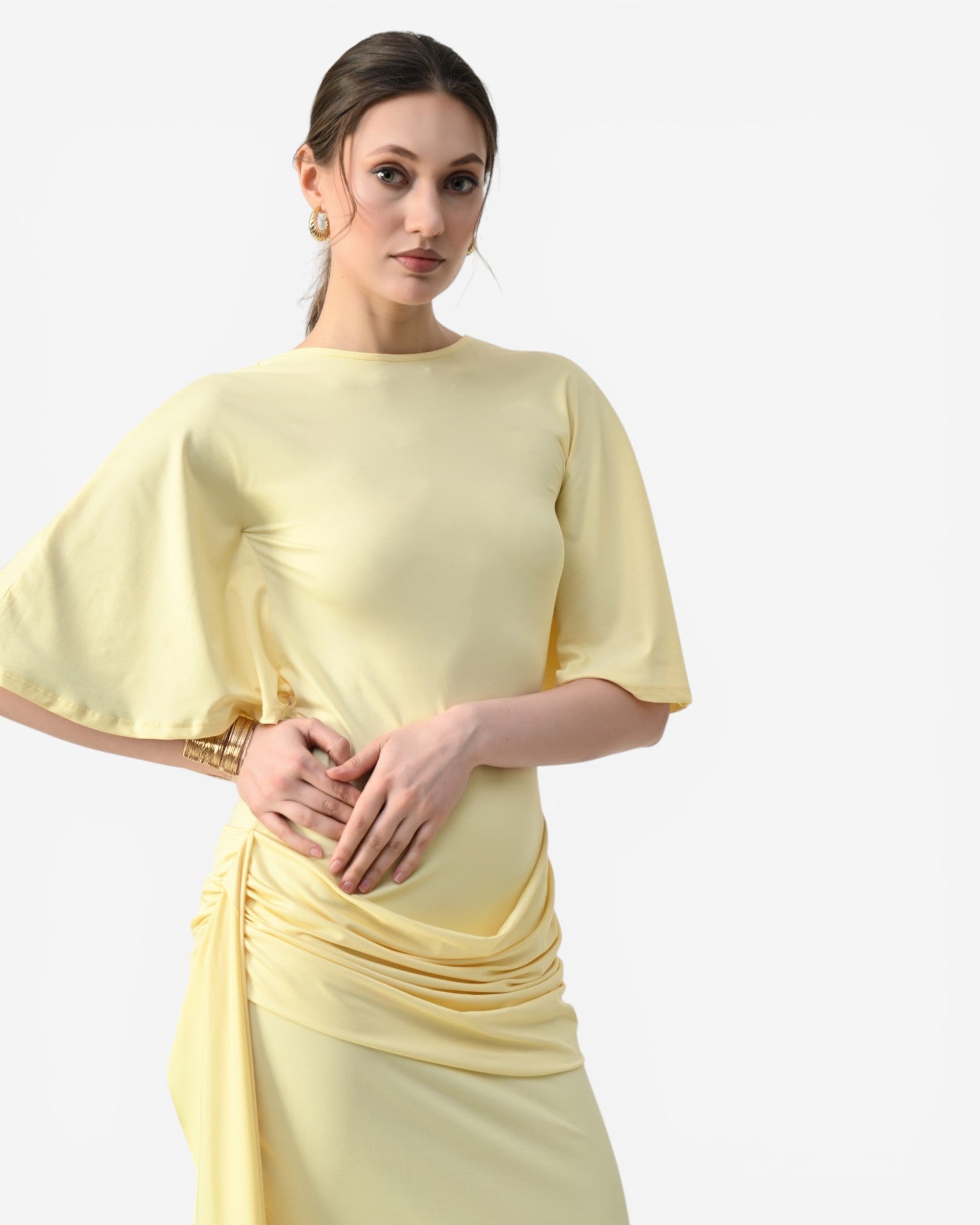 Open-Back Ruched Maxi Dress