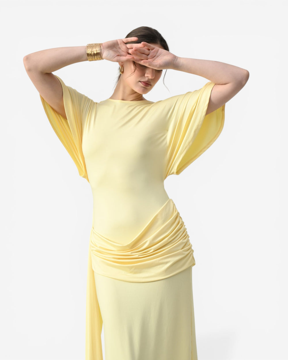 Open-Back Ruched Maxi Dress