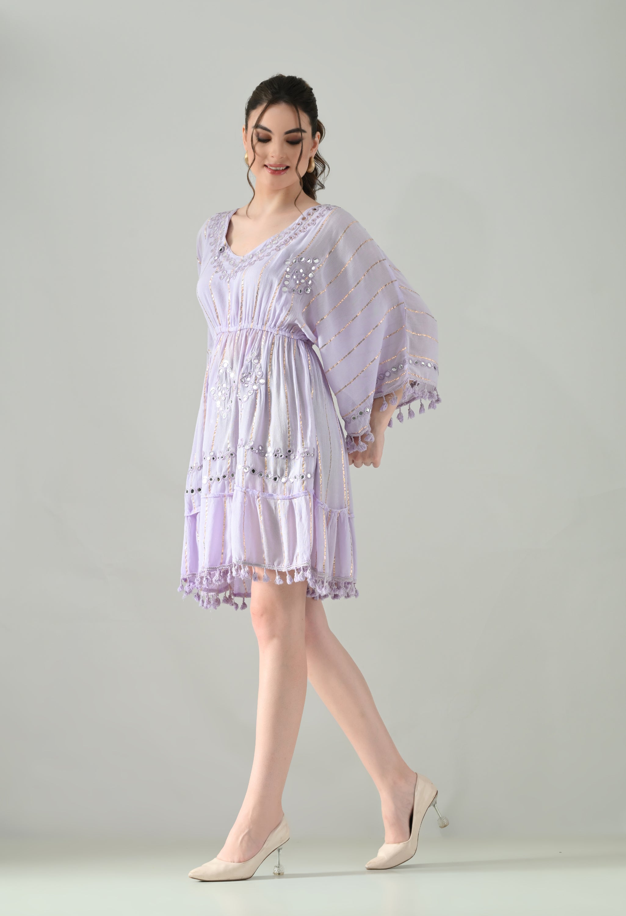 Boho Mirror Embroidery Glow Dress