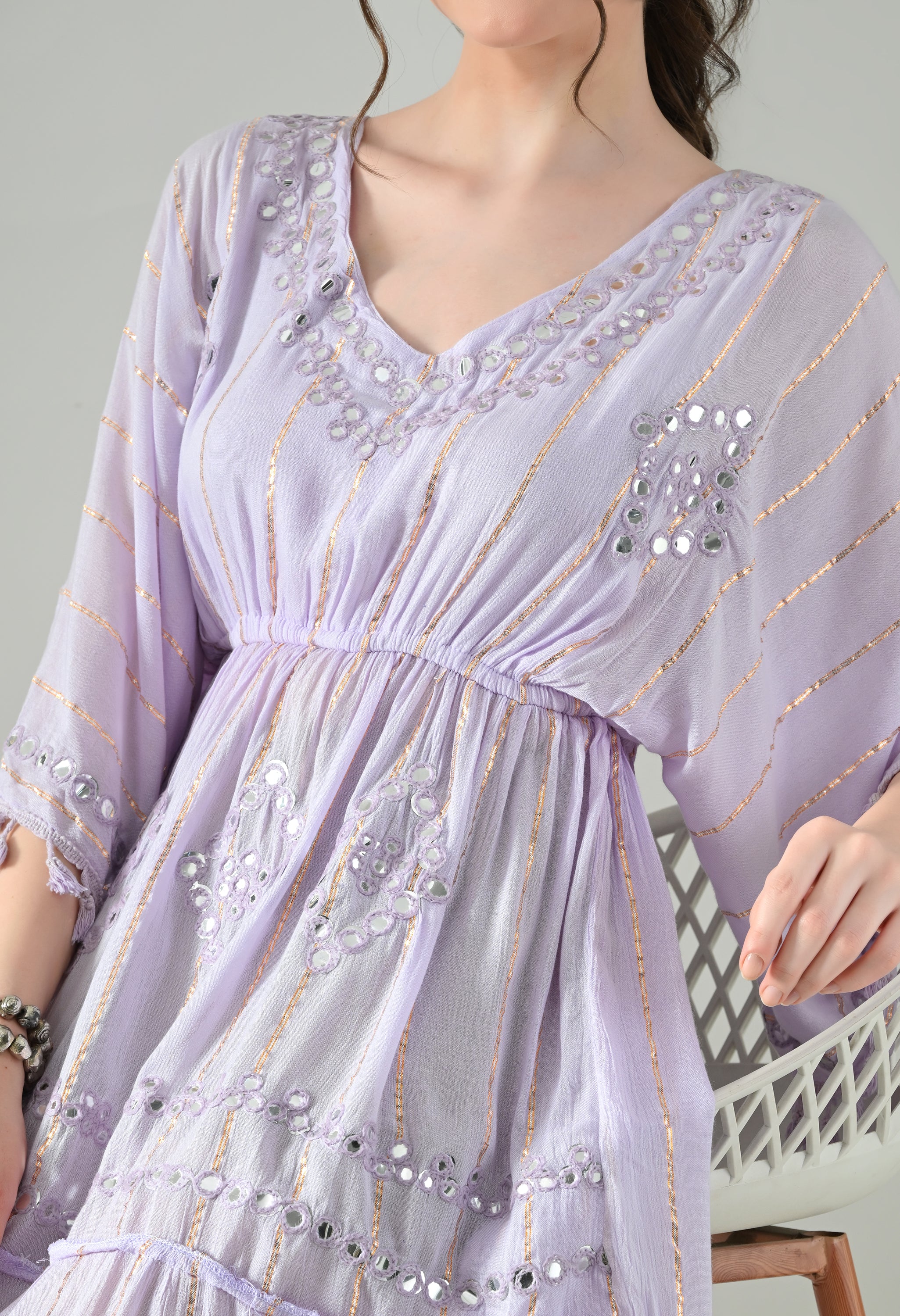 Boho Mirror Embroidery Glow Dress