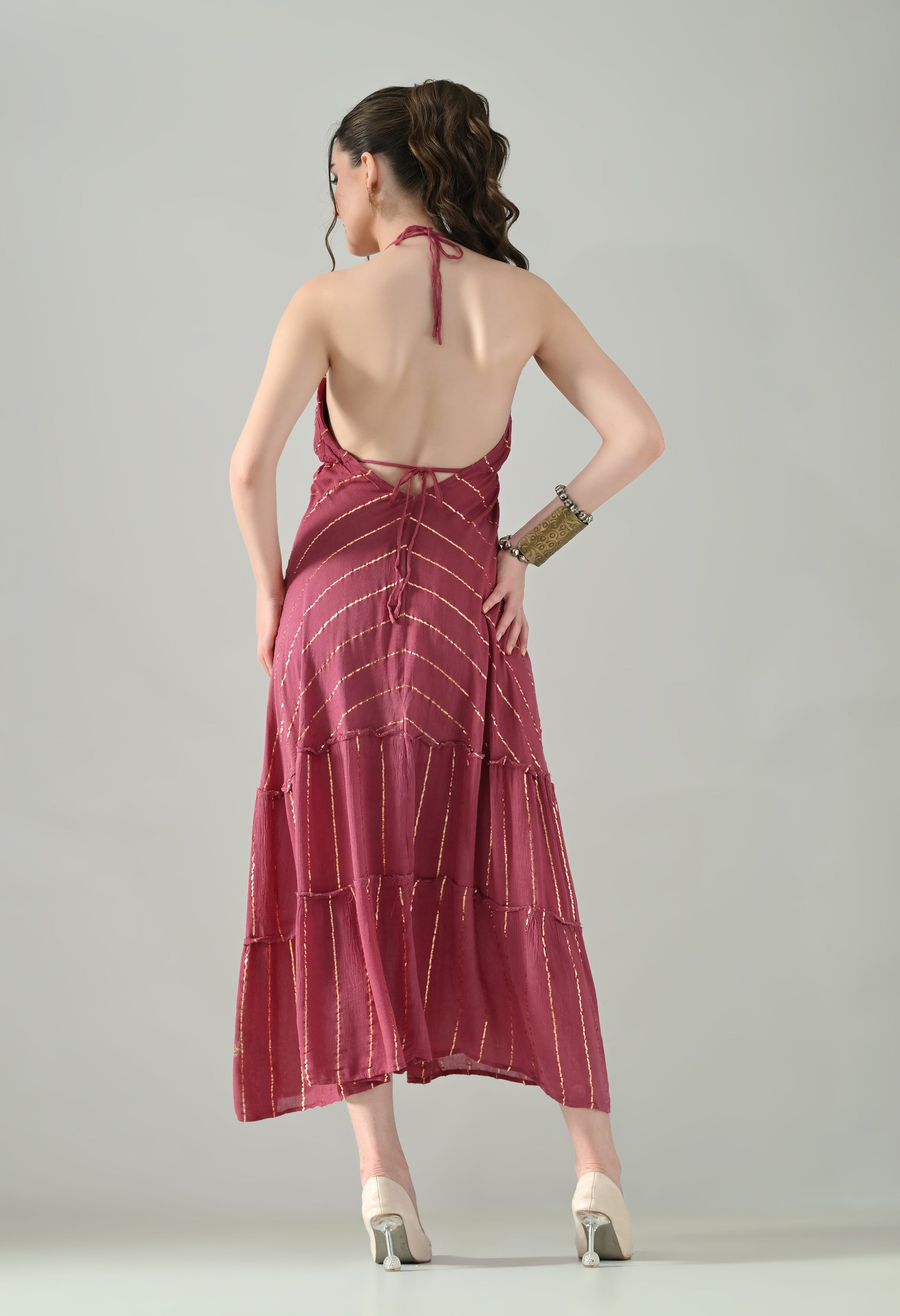 Aurora Foil Print Lurex Dress