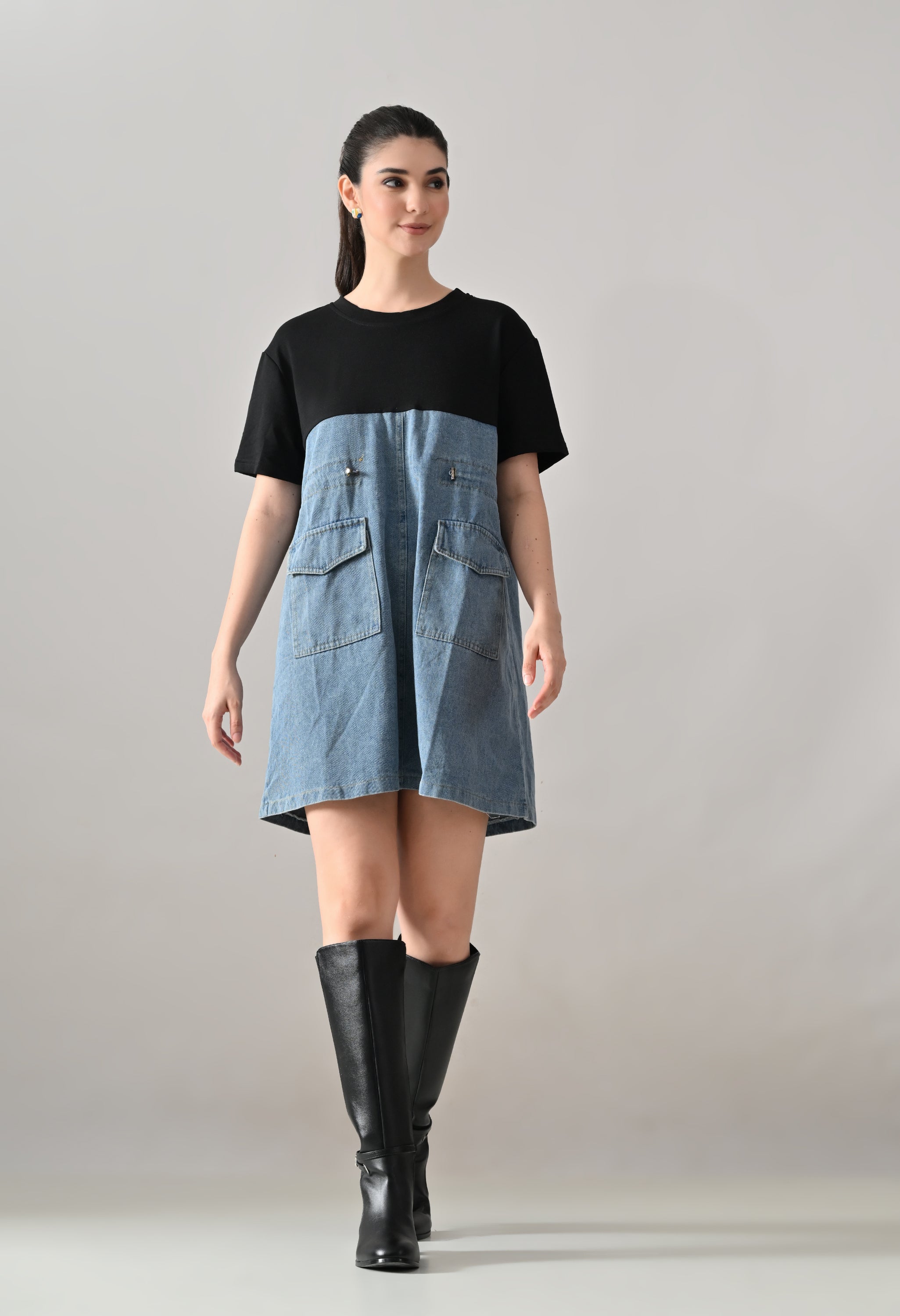 Dual Tone Denim Dress