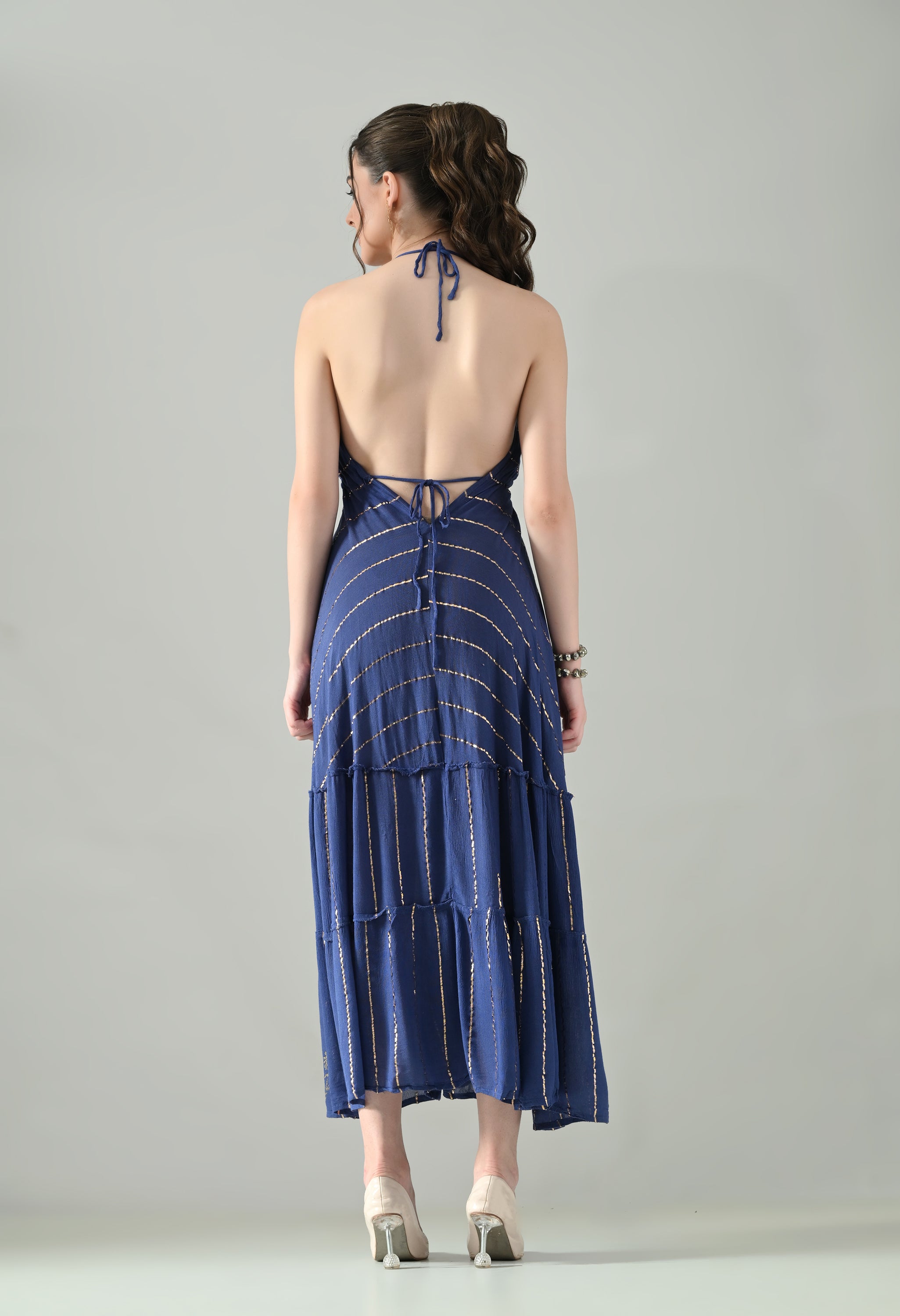 Aurora Foil Print Lurex Dress