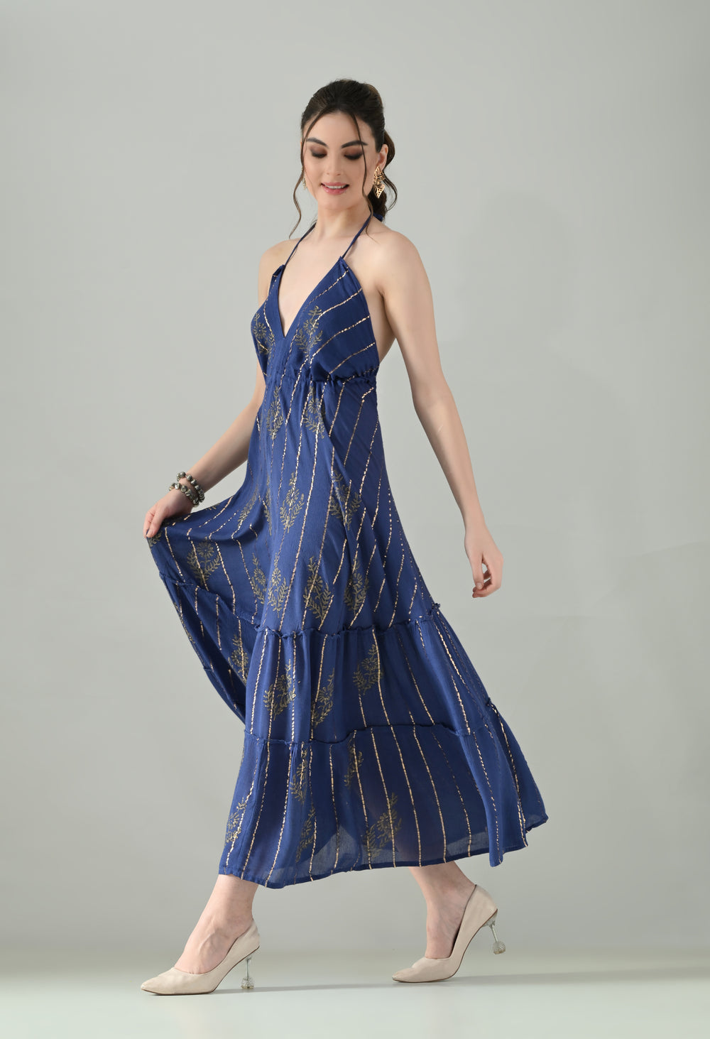 Aurora Foil Print Lurex Dress