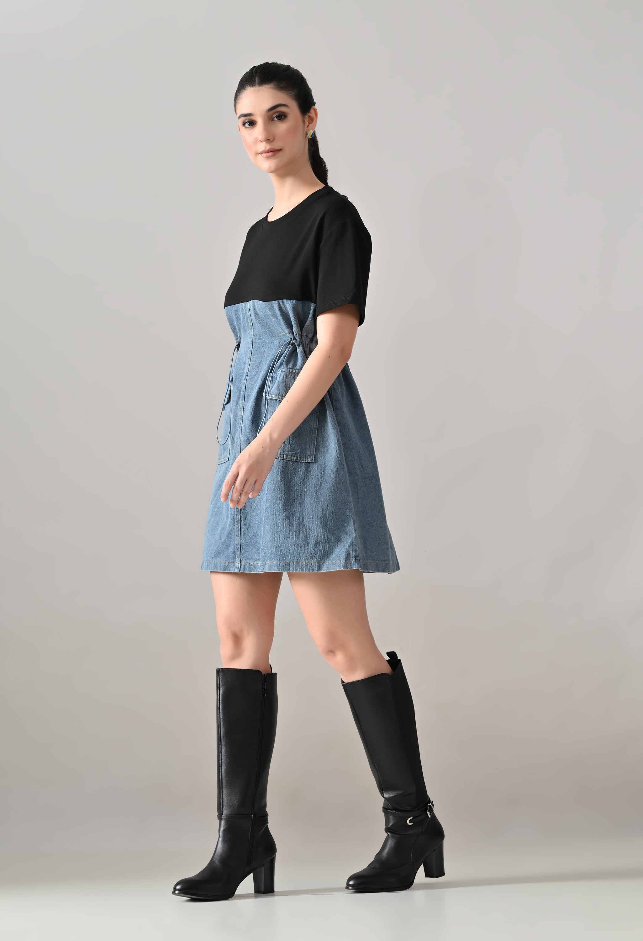 Dual Tone Denim Dress