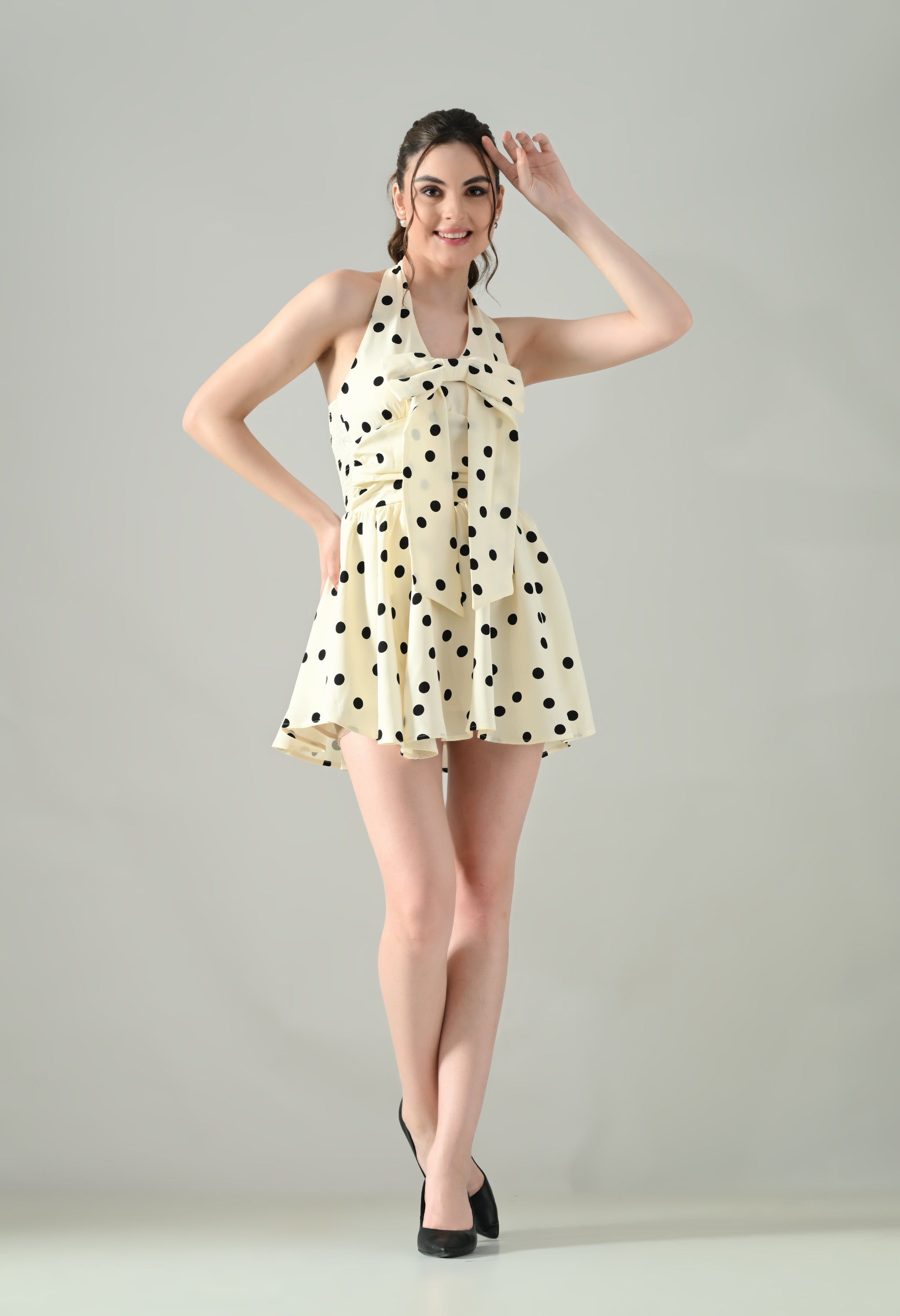 Polka Charm Halter Dress