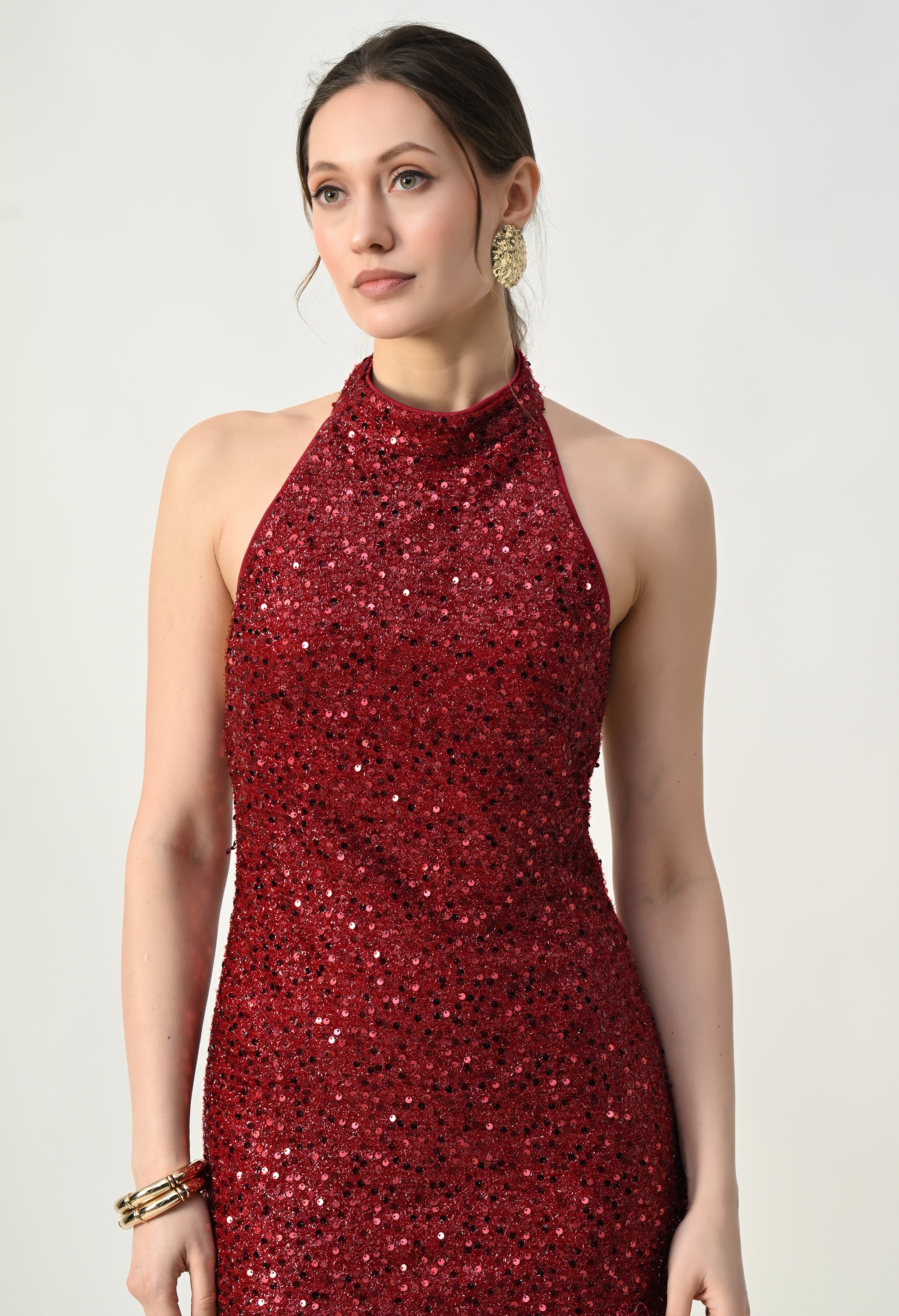 Lurex Halter fringe Dress