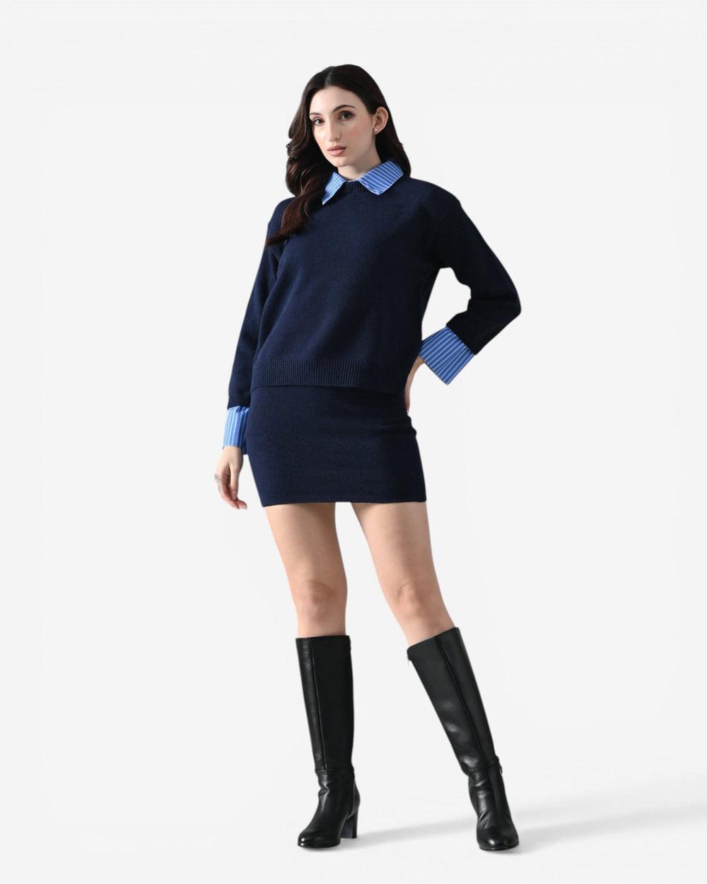 Oxford Collar Knit Set
