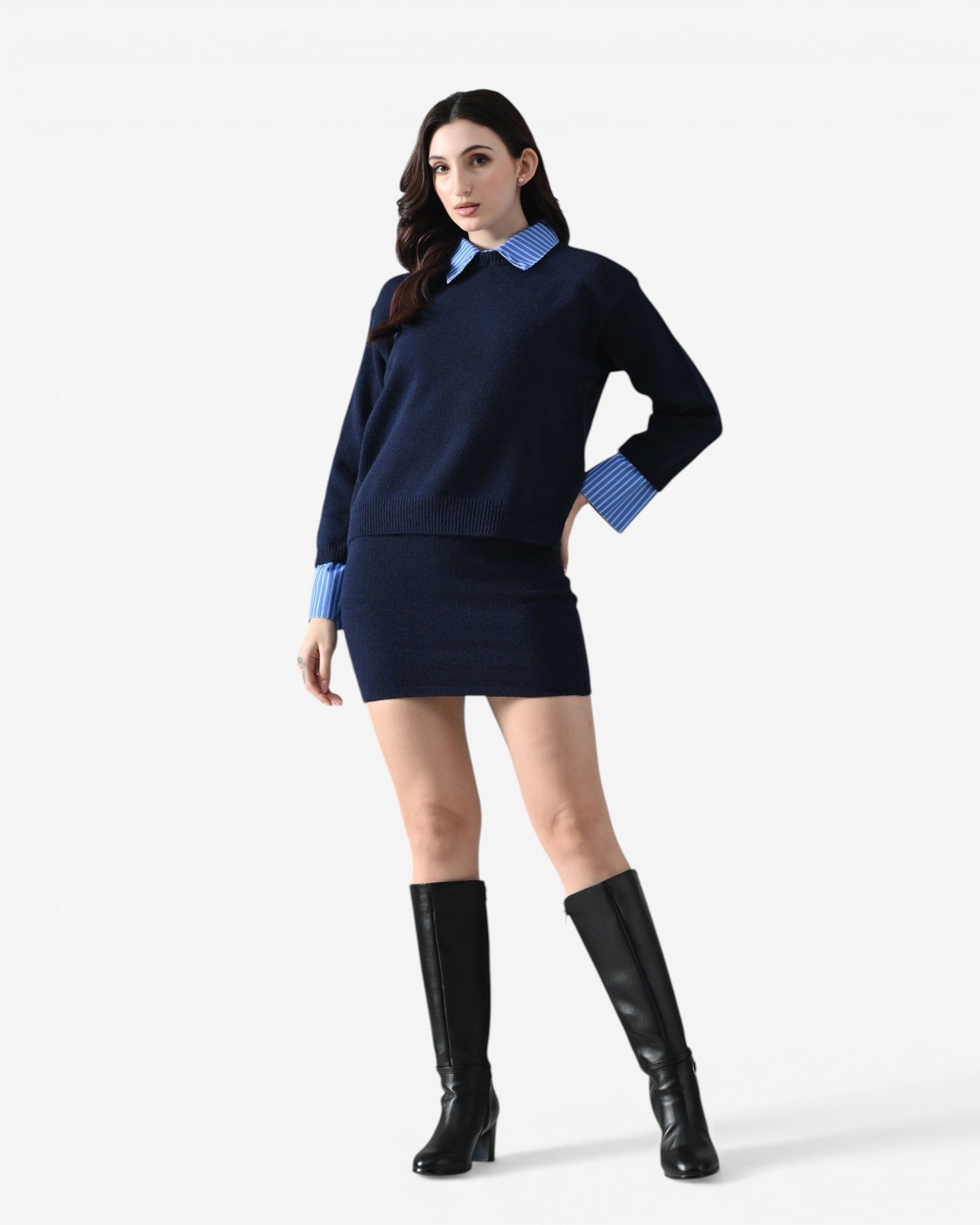 Oxford Collar Knit Set