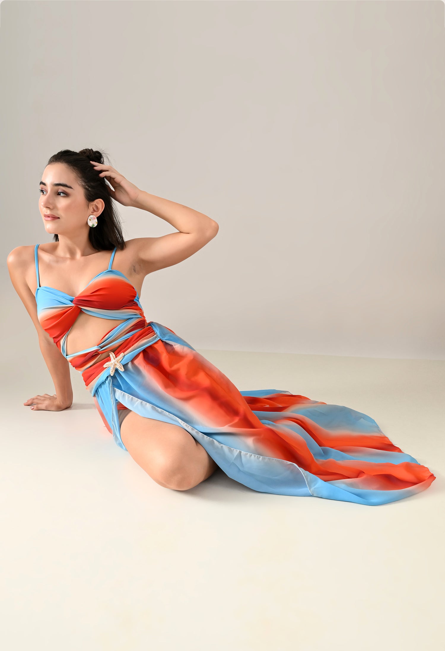 Sunset Splash Monokini With Skirt