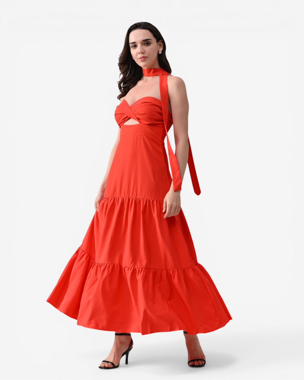 Draped Flare Midi Dress