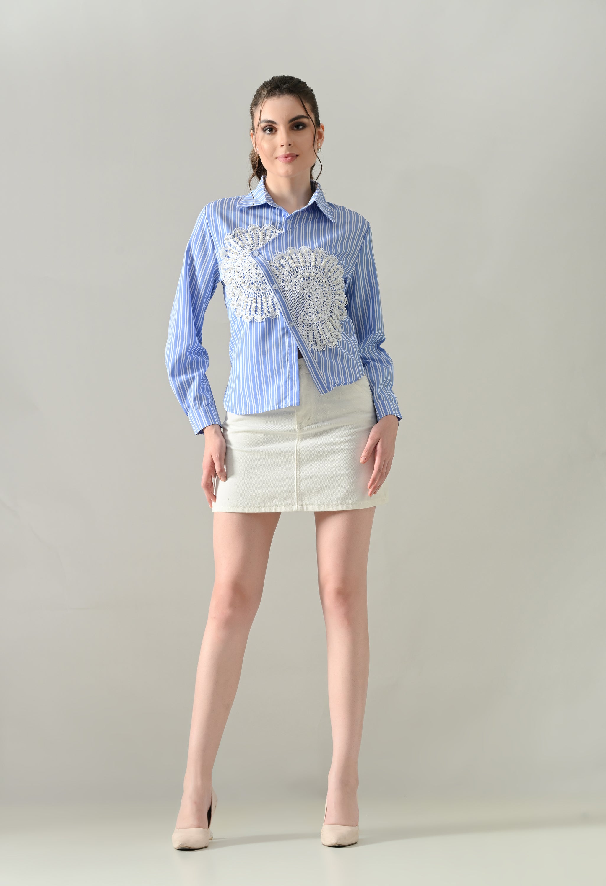 Sunlit Lace Panel Shirt