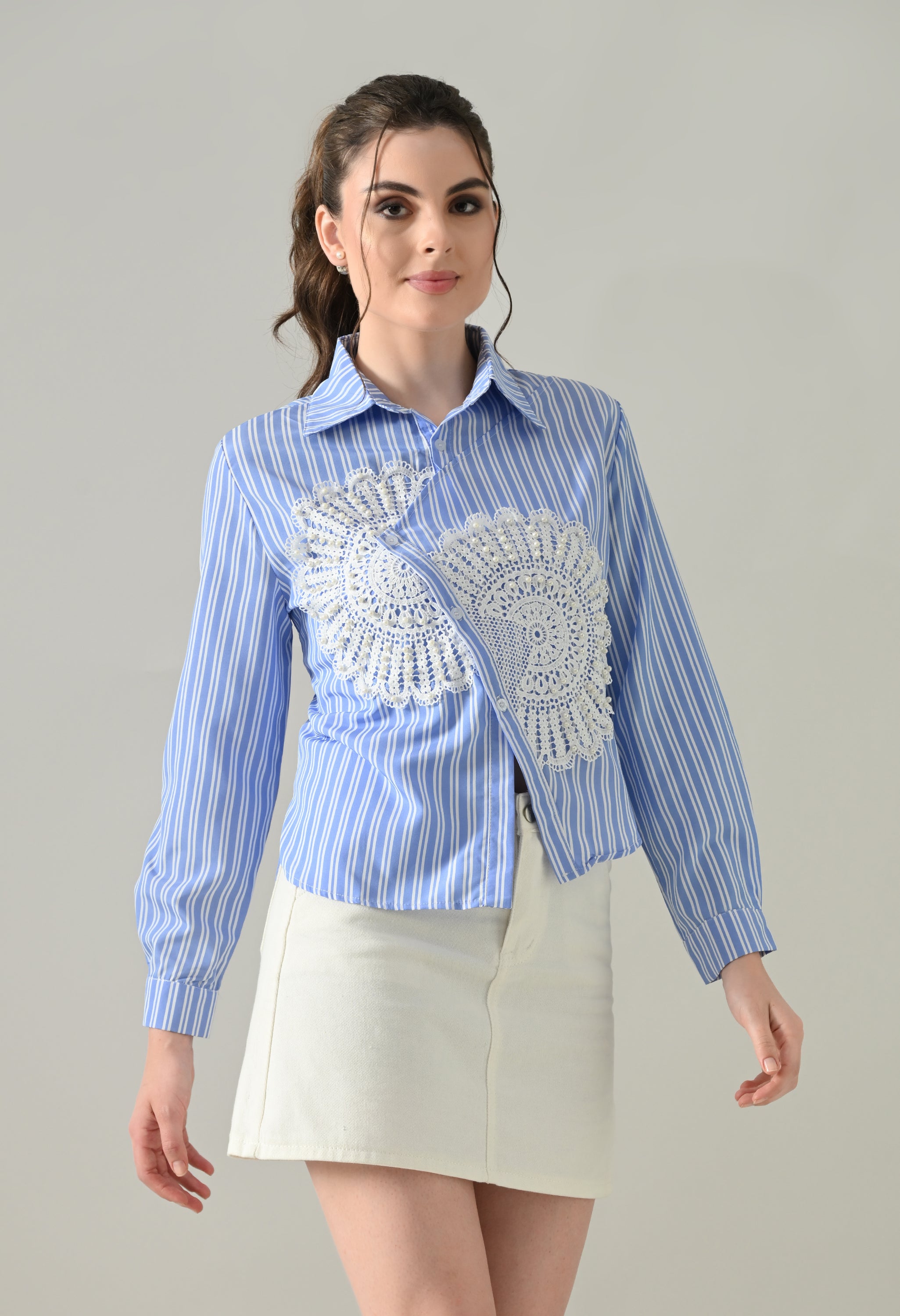 Sunlit Lace Panel Shirt