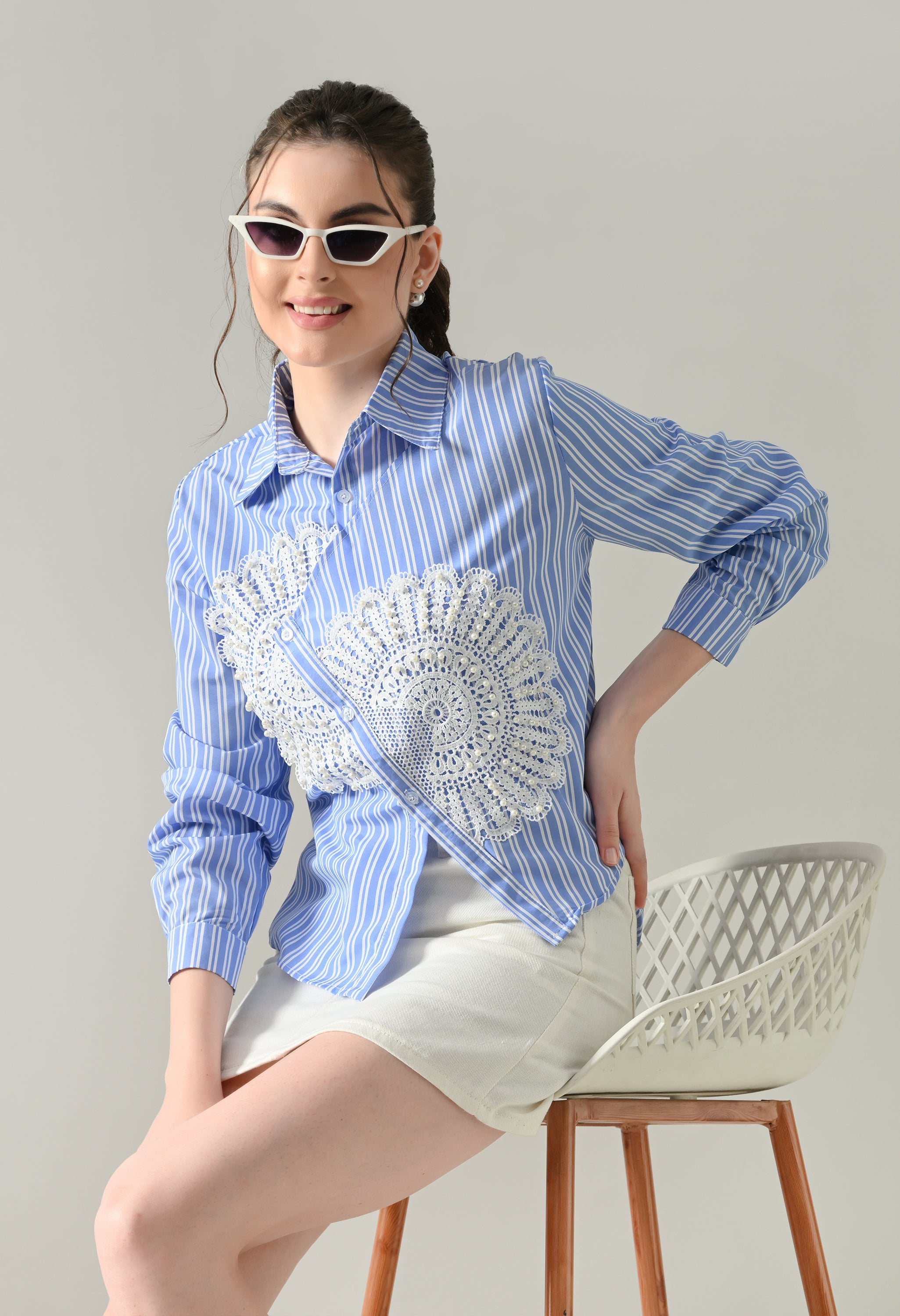 Sunlit Lace Panel Shirt