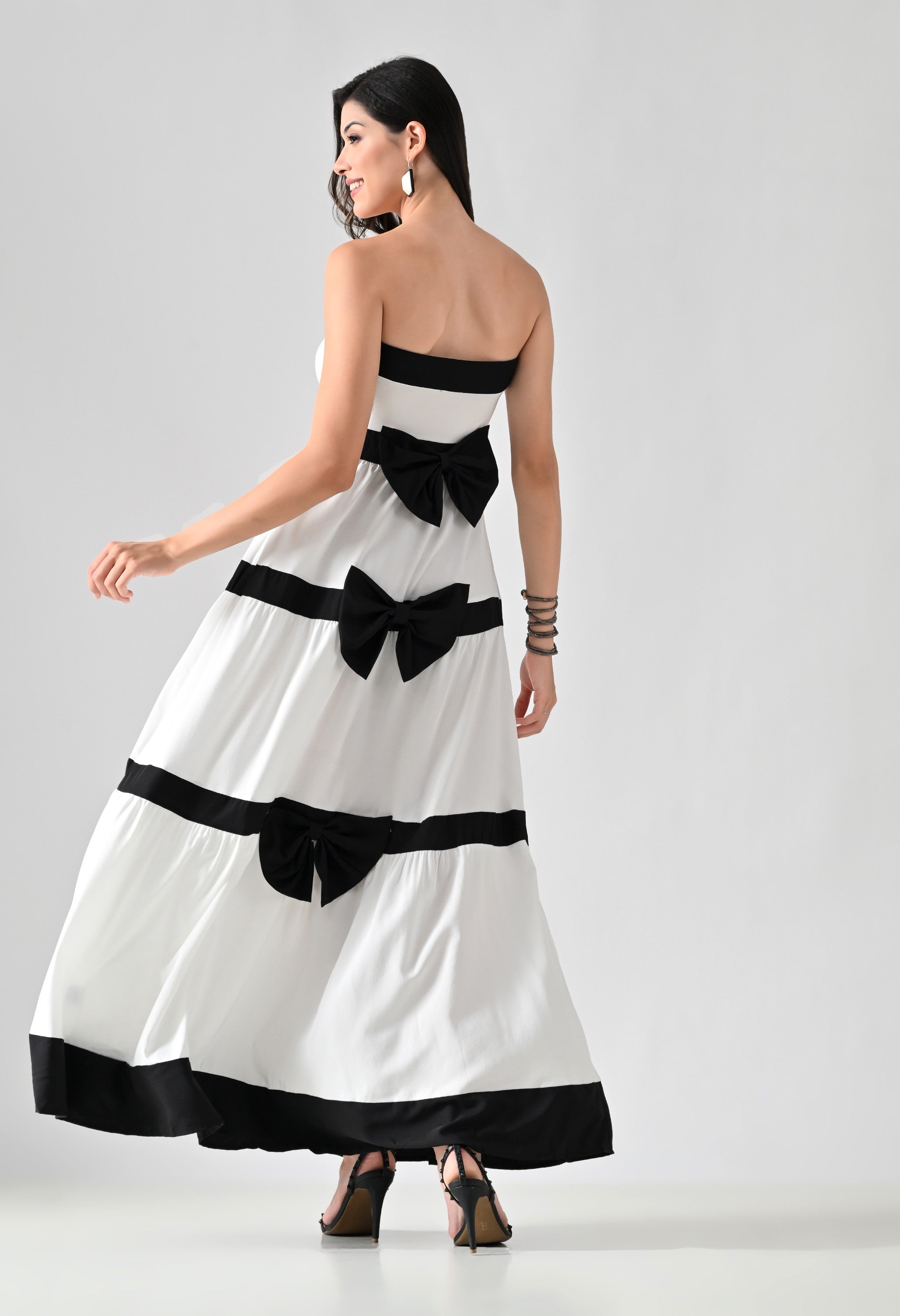 Striped Bowknot Maxi Dress