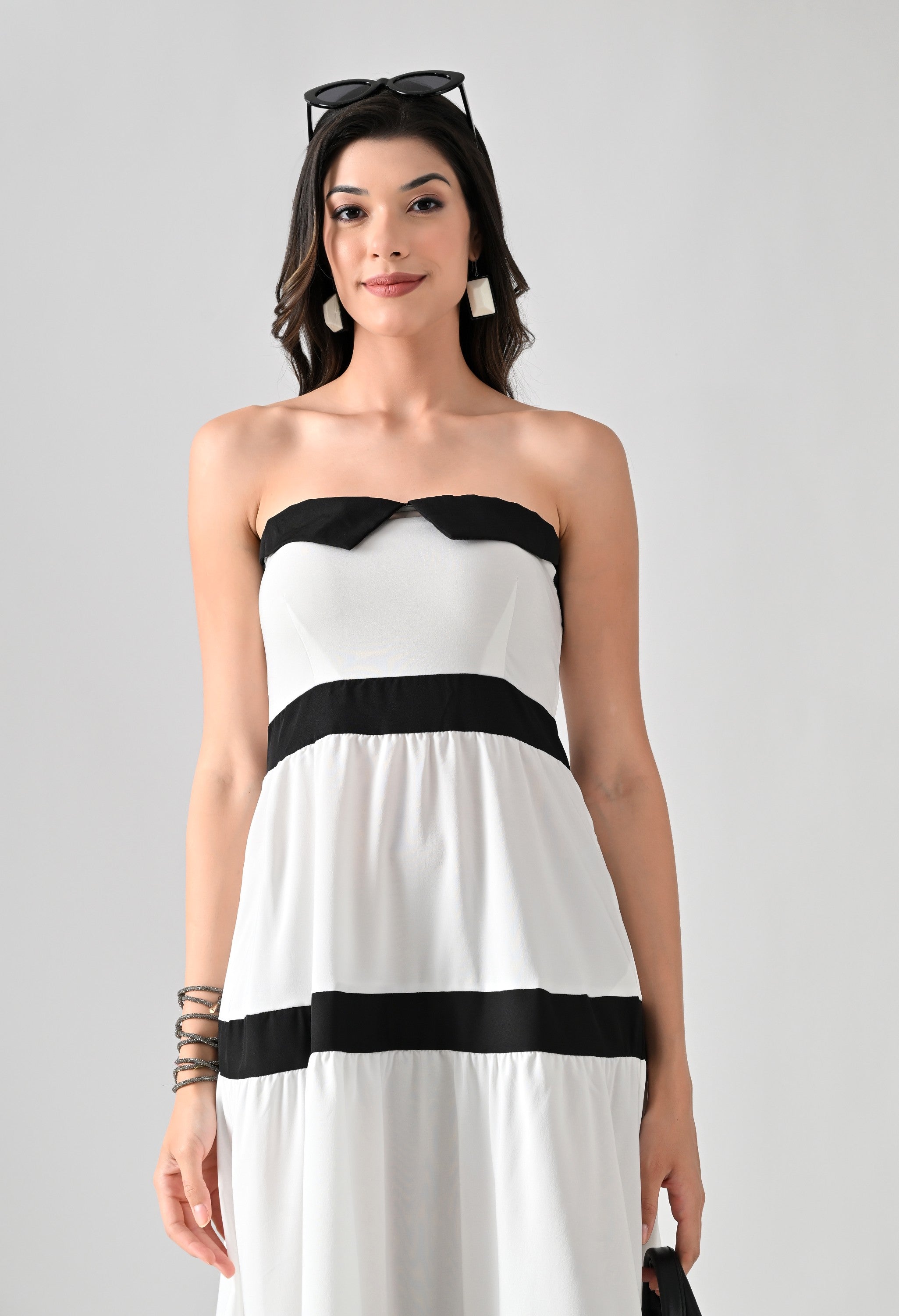 Striped Bowknot Maxi Dress
