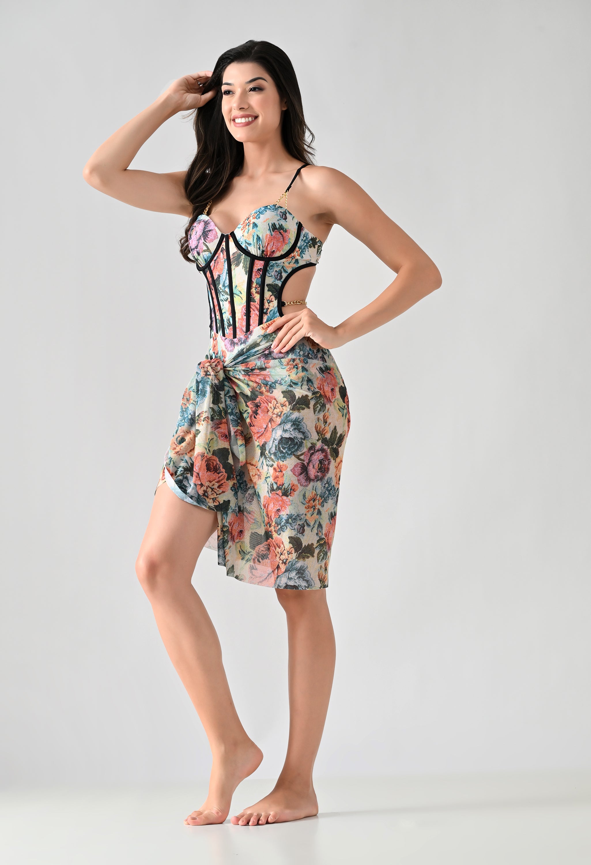 Corset-Style Monokini With Sarong