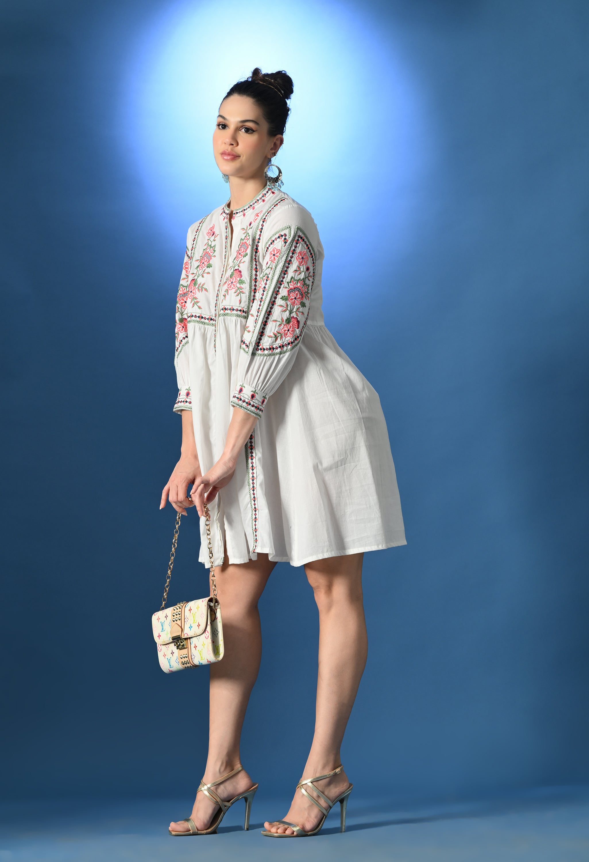 Shellora White Embroidered Dress