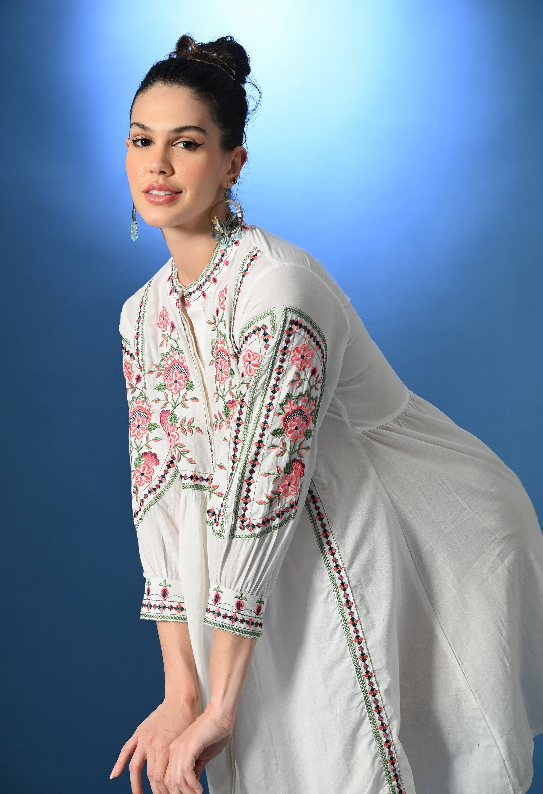 Shellora White Embroidered Dress