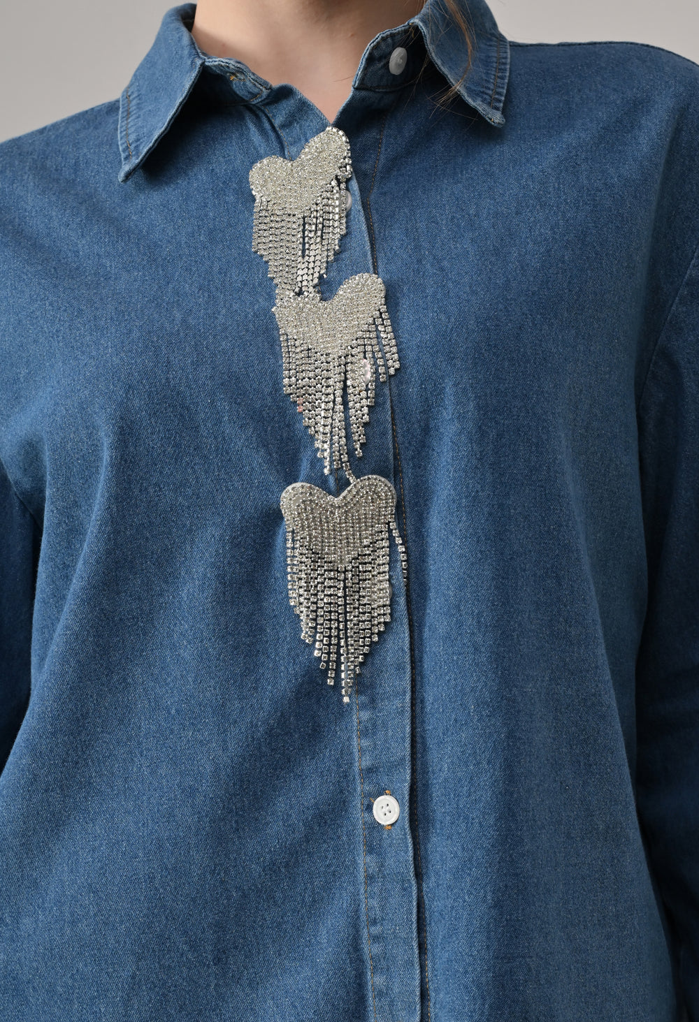 Heart Motif Denim Shirt