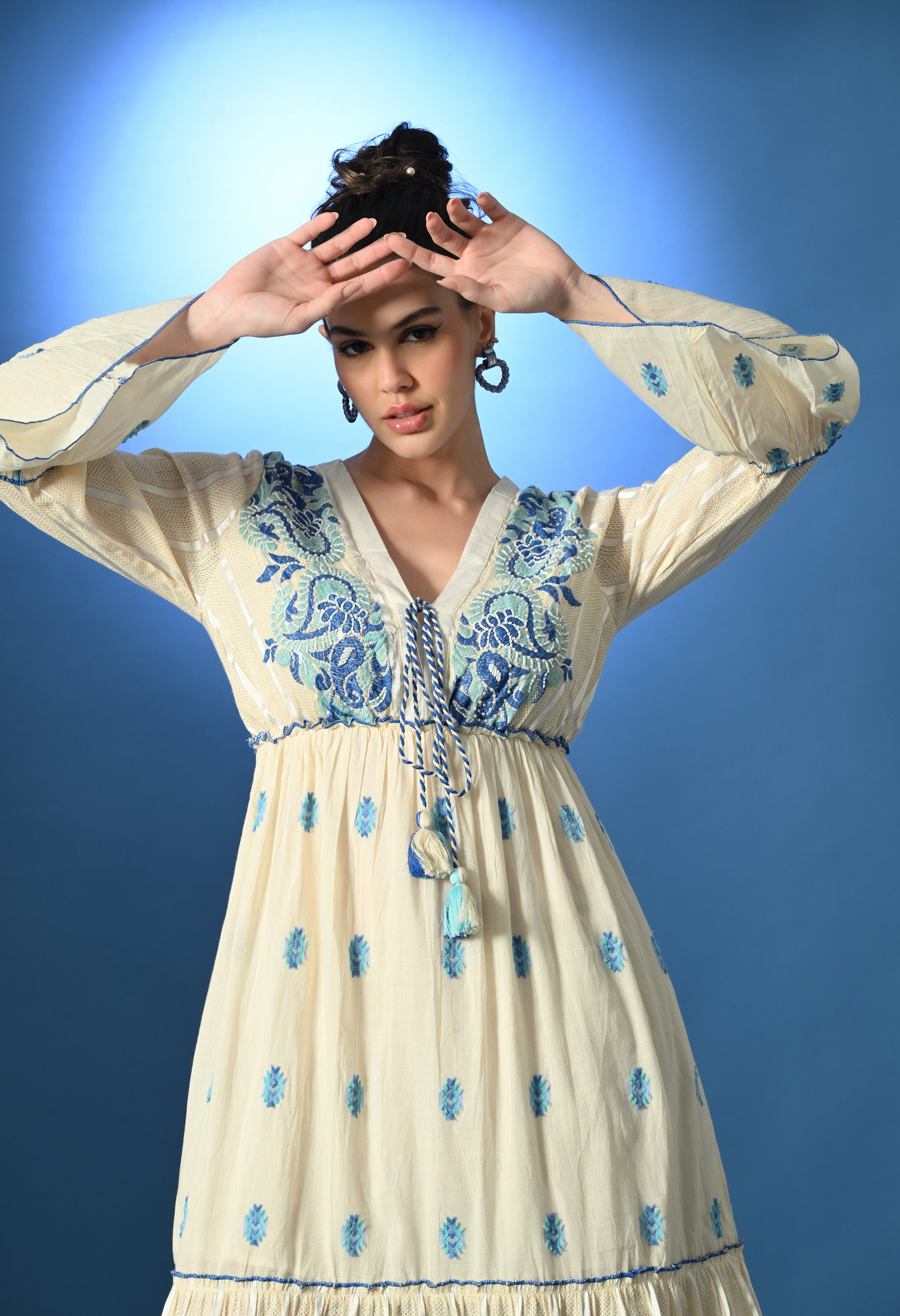 Aurora Jacquard Blue Maxi Dress