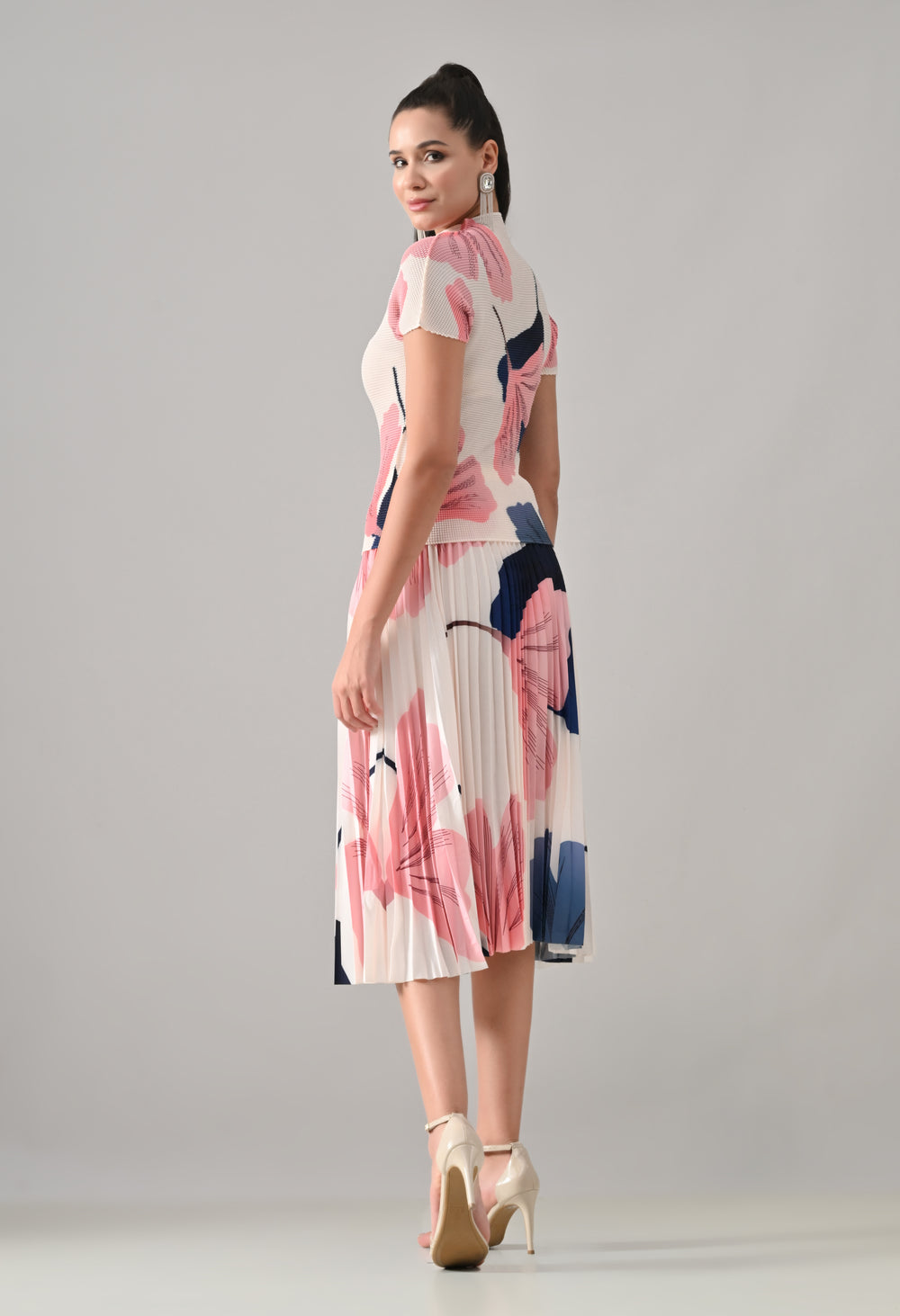 Peach Pleated Co-ord Set