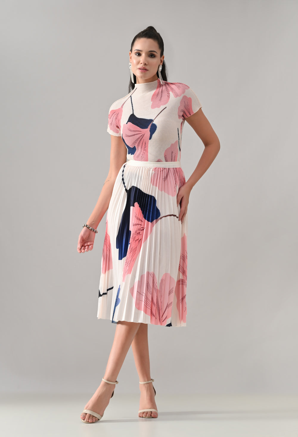 Peach Pleated Co-ord Set