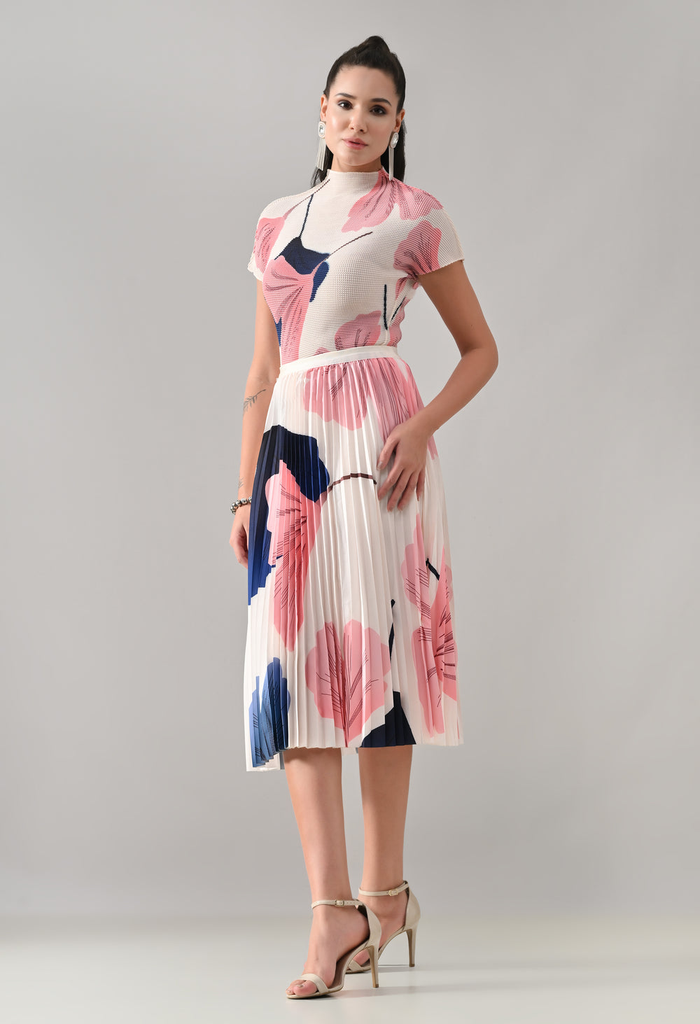 Peach Pleated Co-ord Set