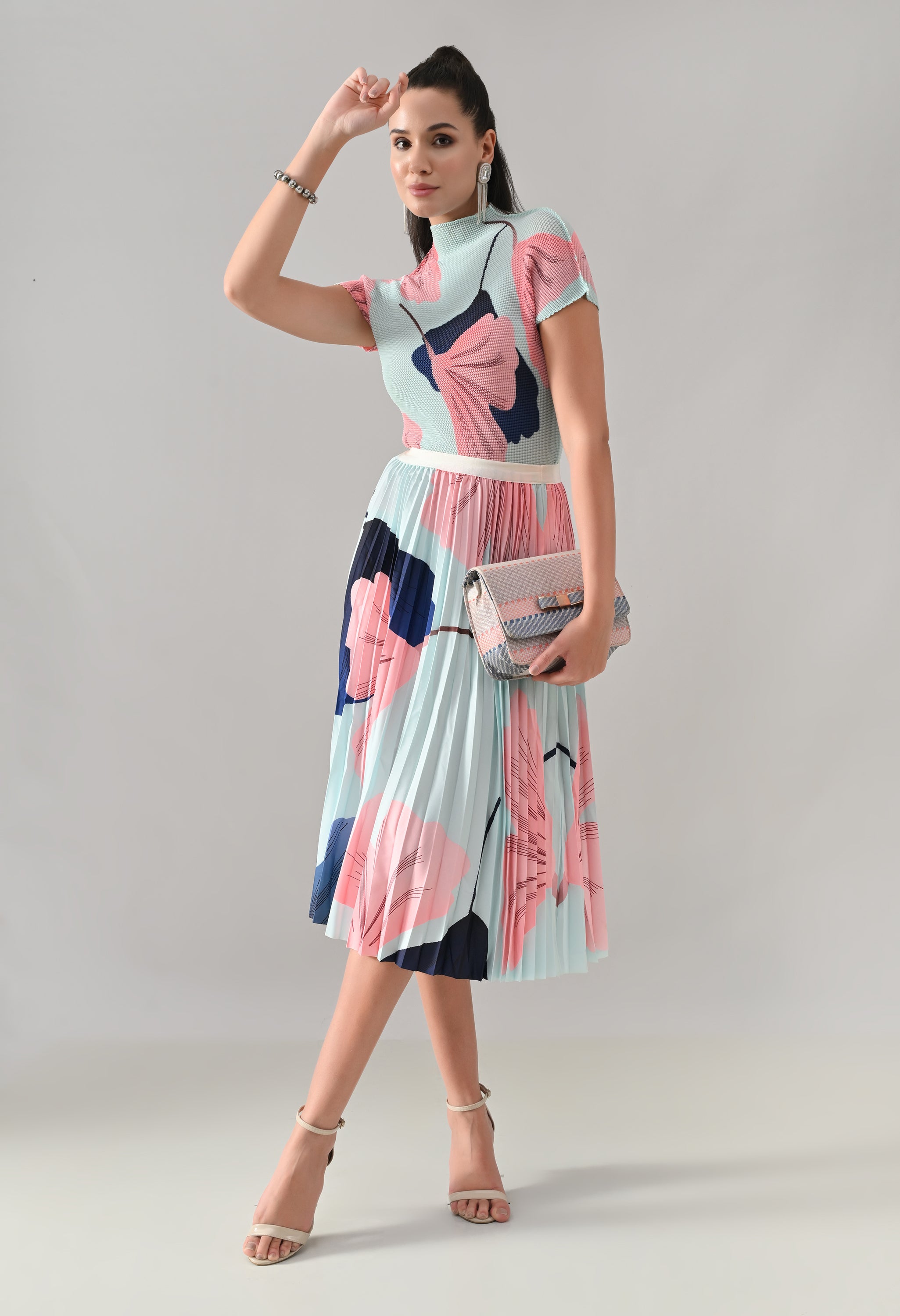 Aqua Pleated Co-ord Set