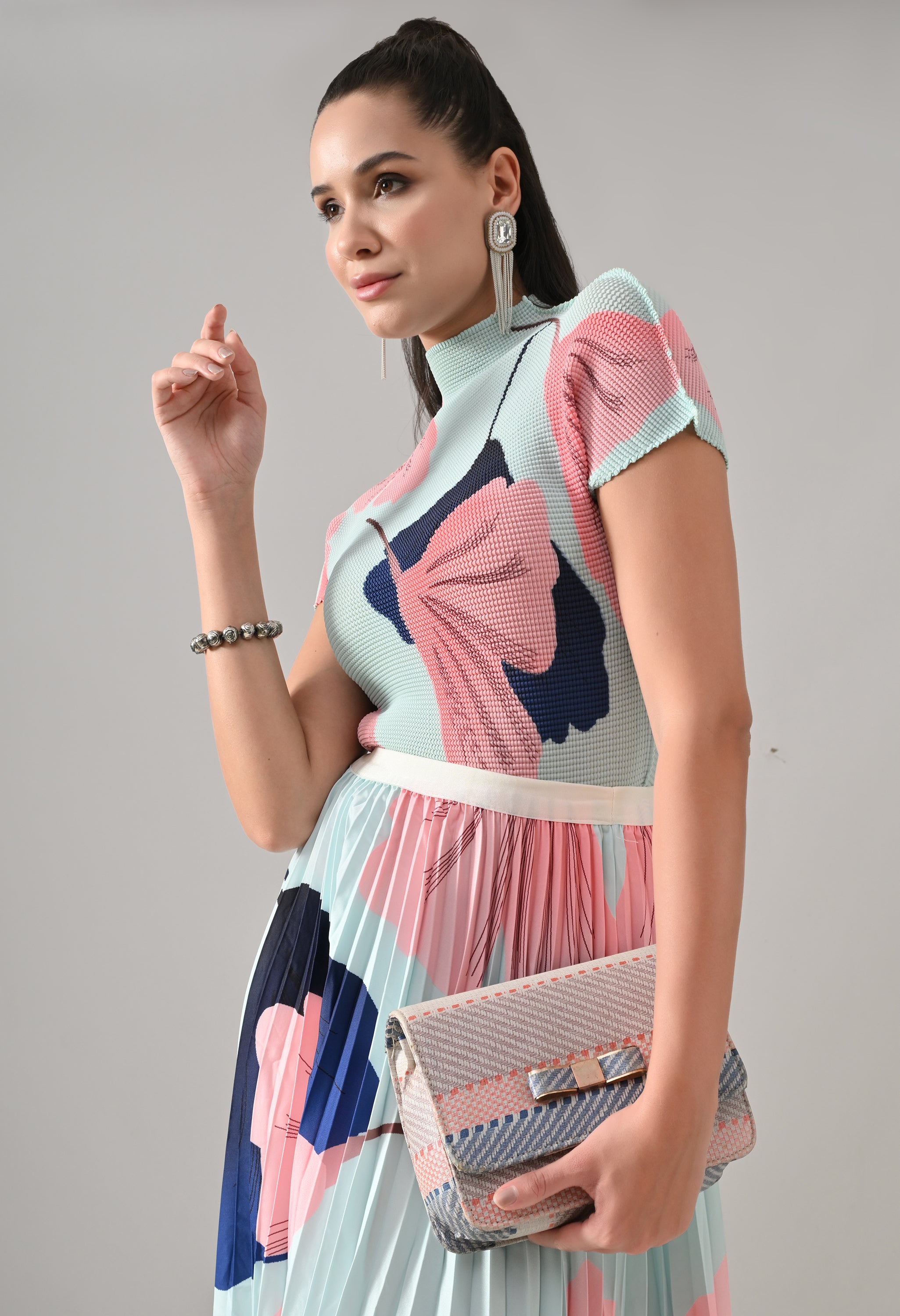 Aqua Pleated Co-ord Set