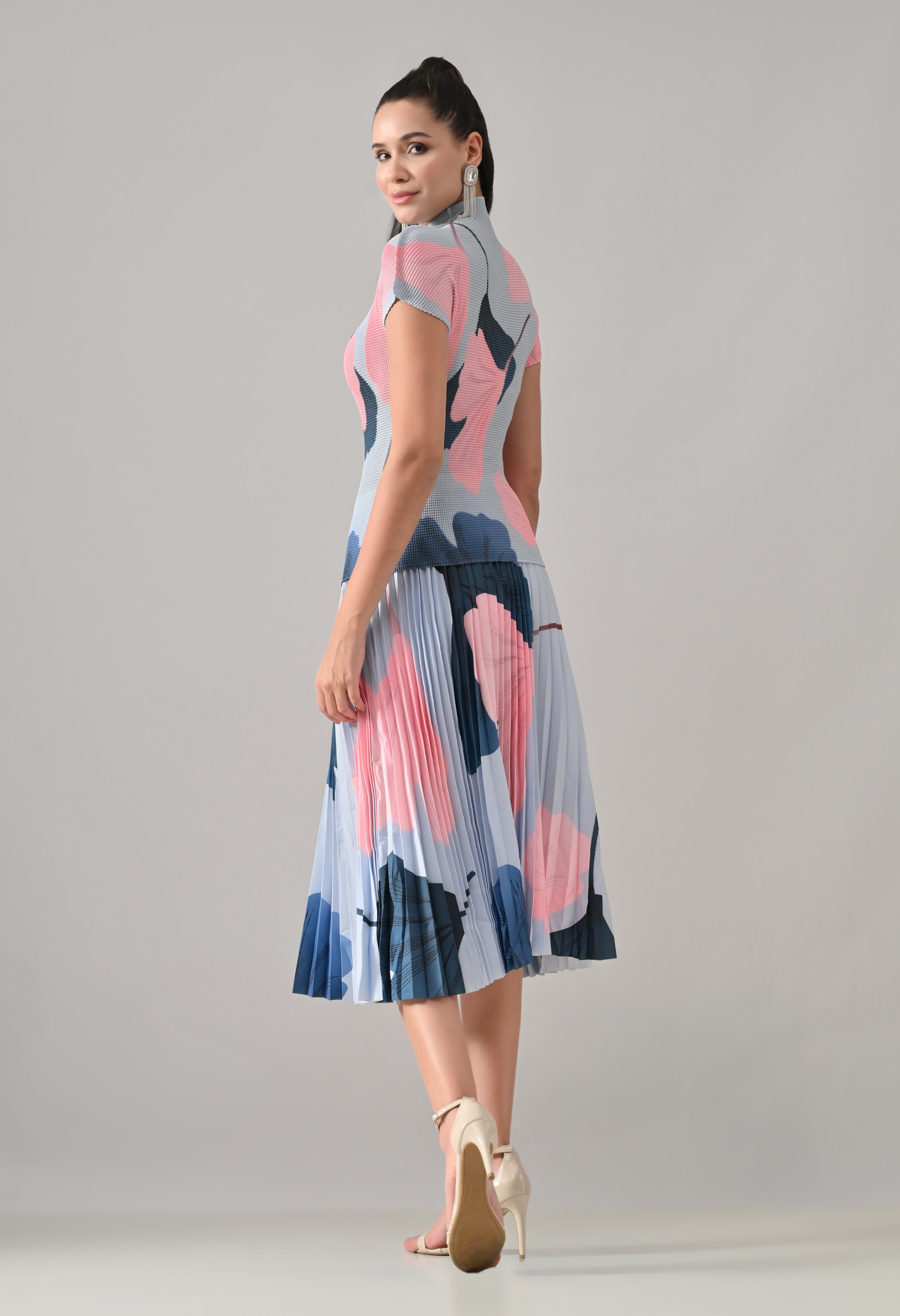 Blue Pleated Co-ord Set