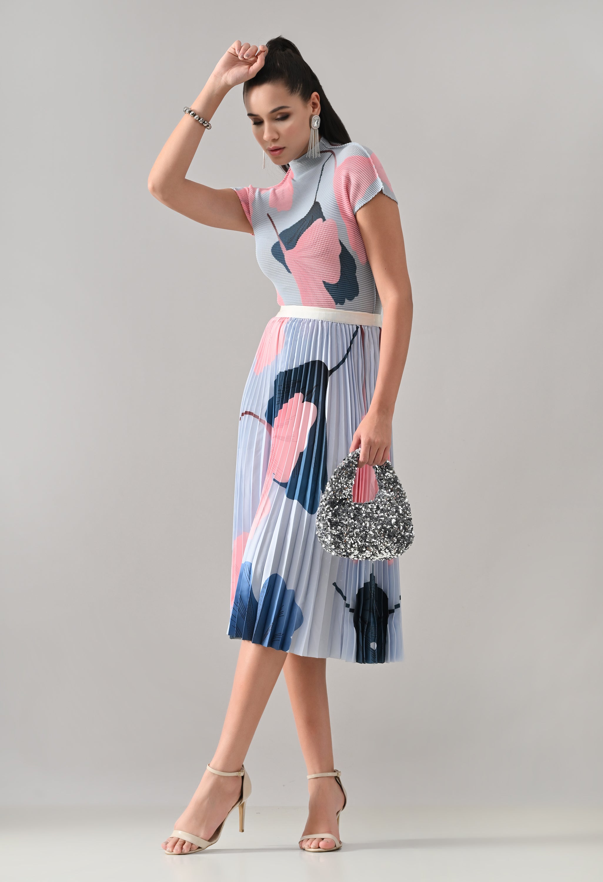 Blue Pleated Co-ord Set