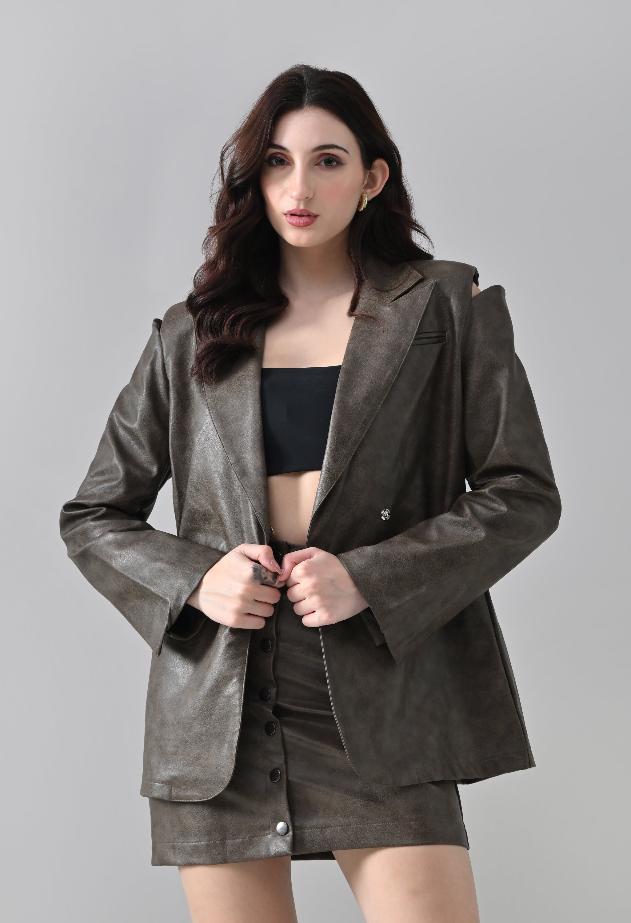 Noir Faux Leather Co-ord Set