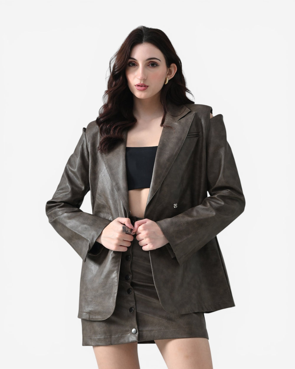 Noir Faux Leather Co-ord Set