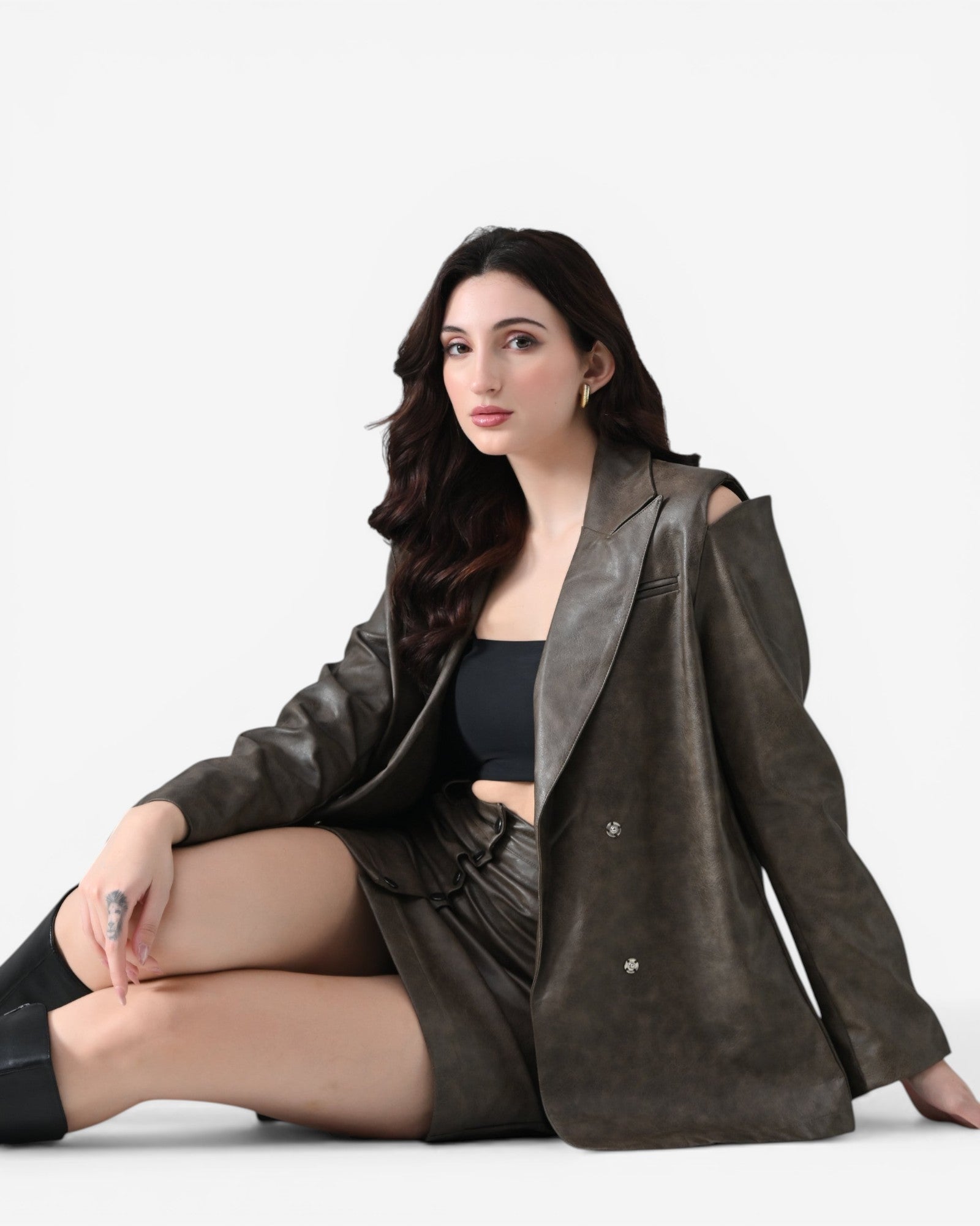 Noir Faux Leather Co-ord Set