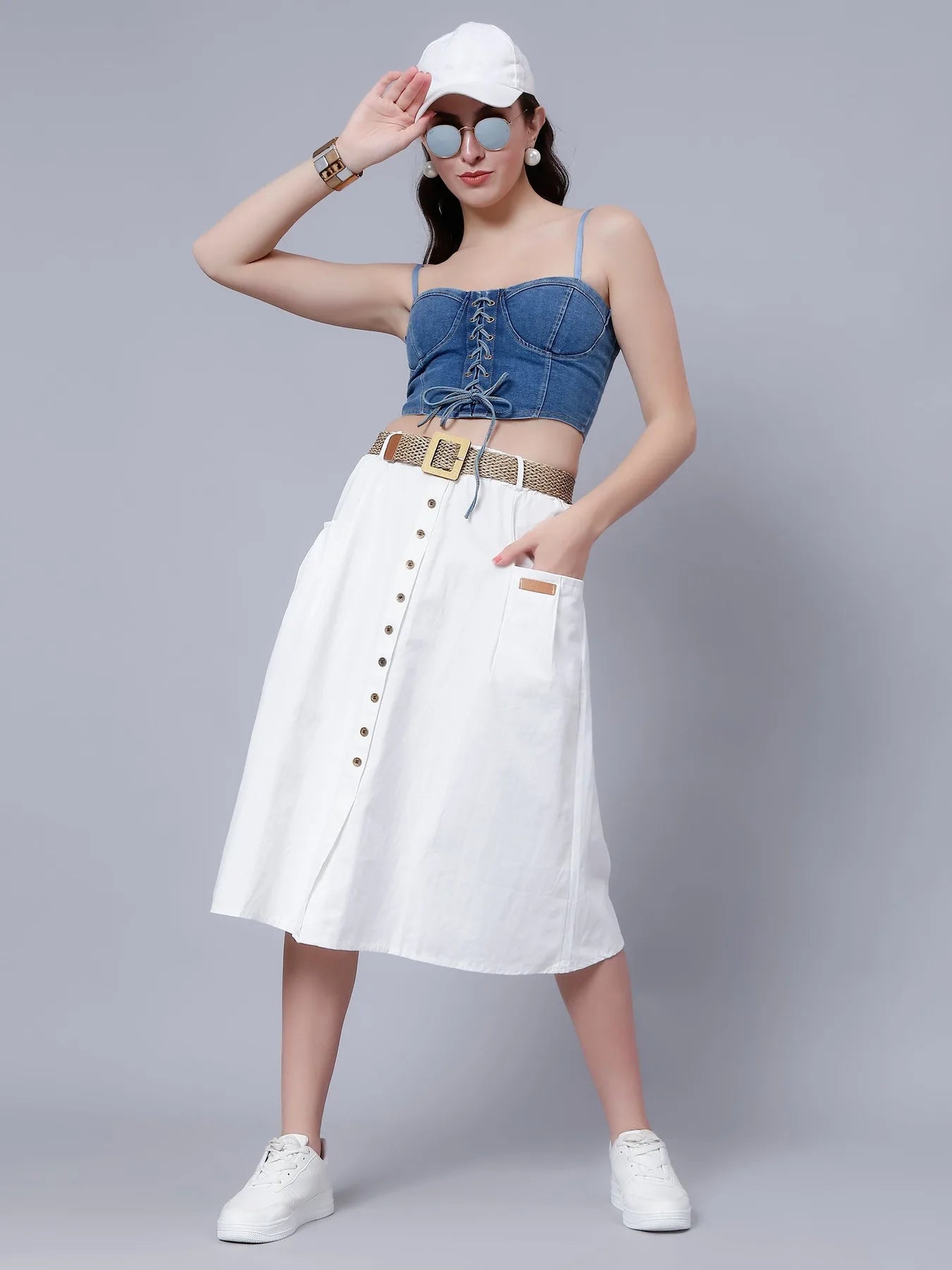 Classic Cotton Midi Skirt