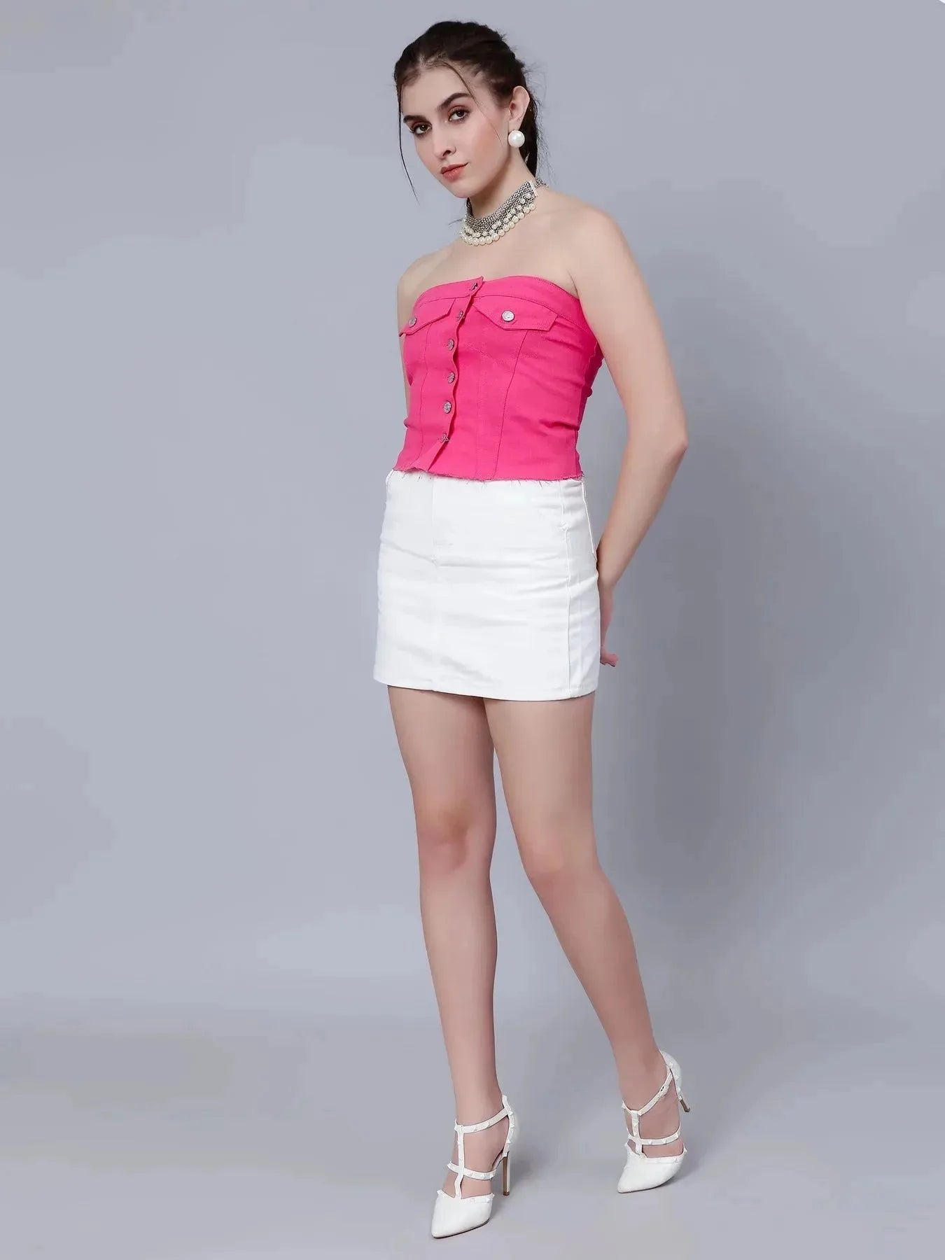 Denim Corset Crop Top