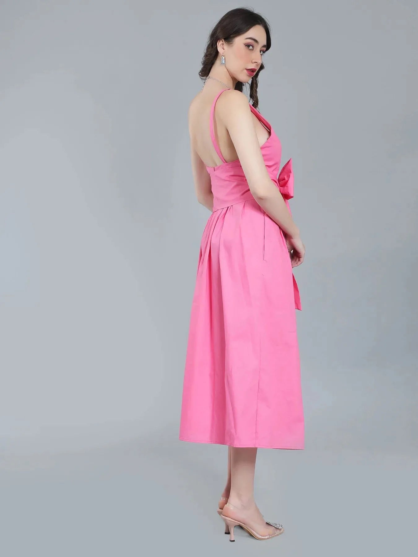 Deep V-Neck Cotton Dress