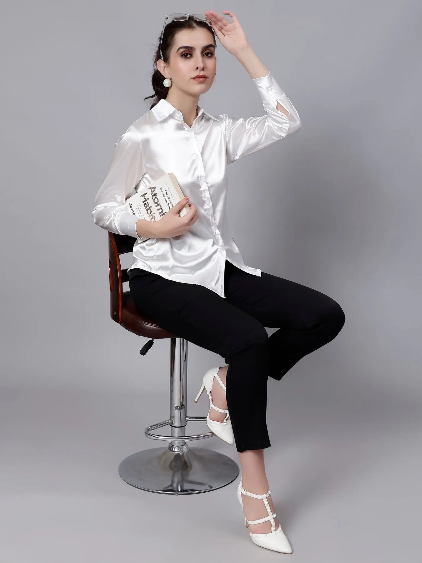 Elegant Ribbon Satin Shirt