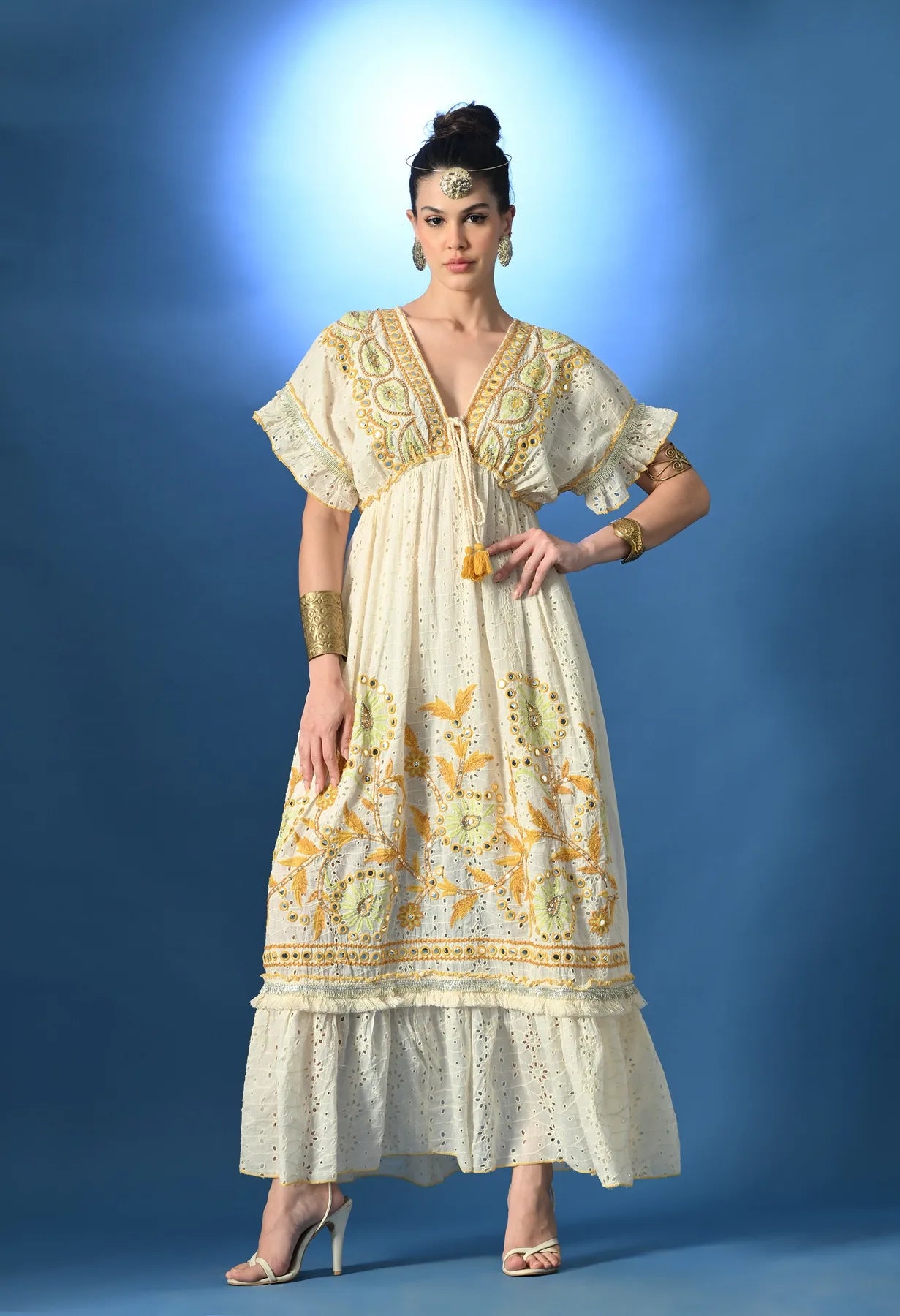 Mirror Glow Schiffli Maxi Dress