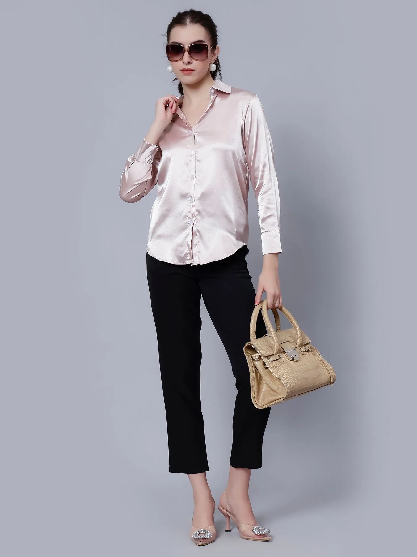 Elegant Ribbon Satin Shirt