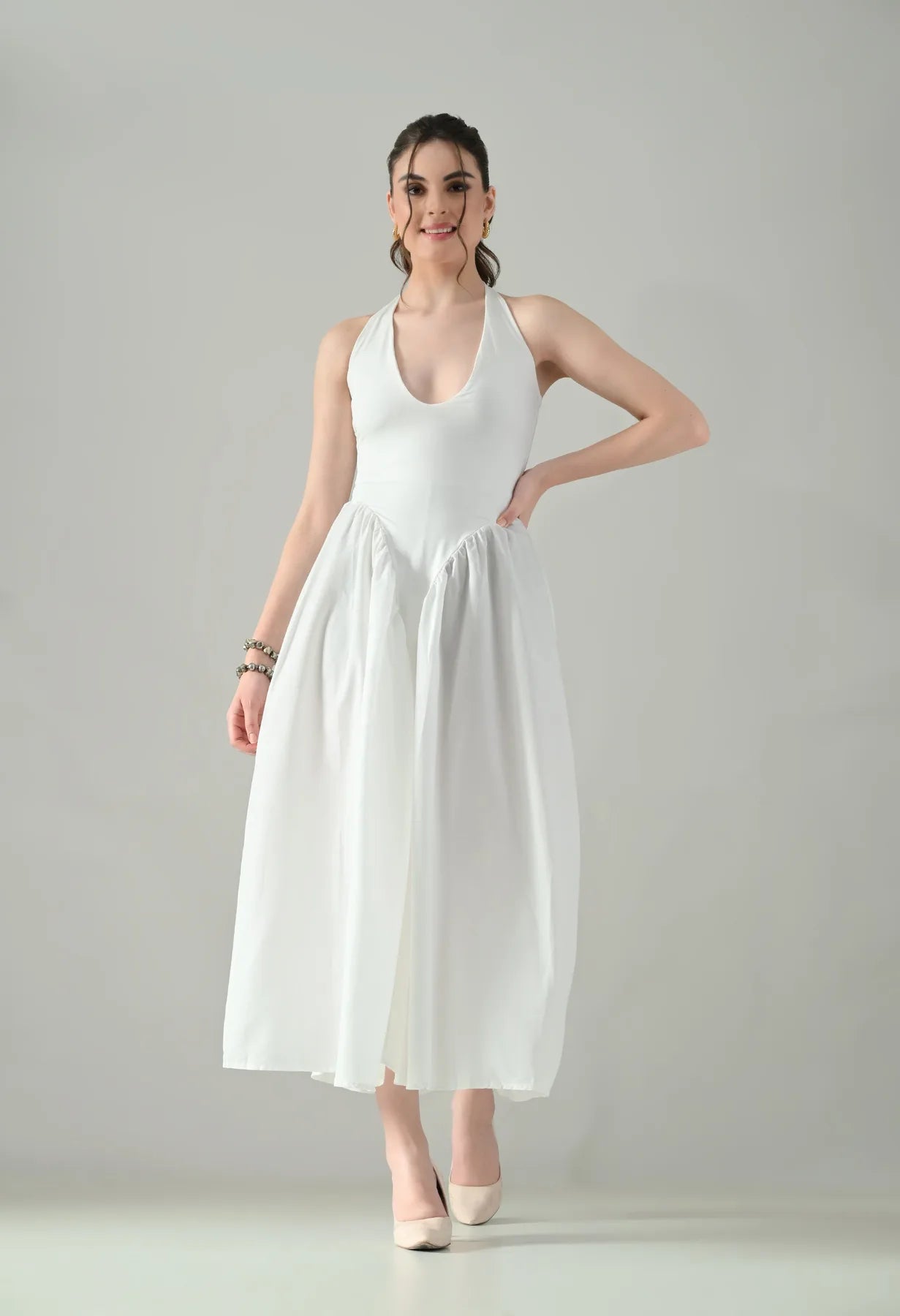 Graceful Halo Midi Dress