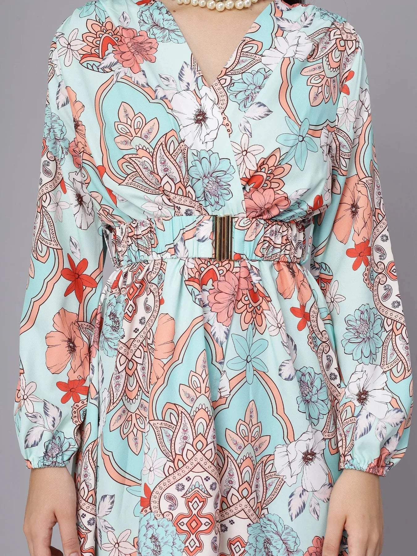 Abstract Floral Pattern Midi Dress